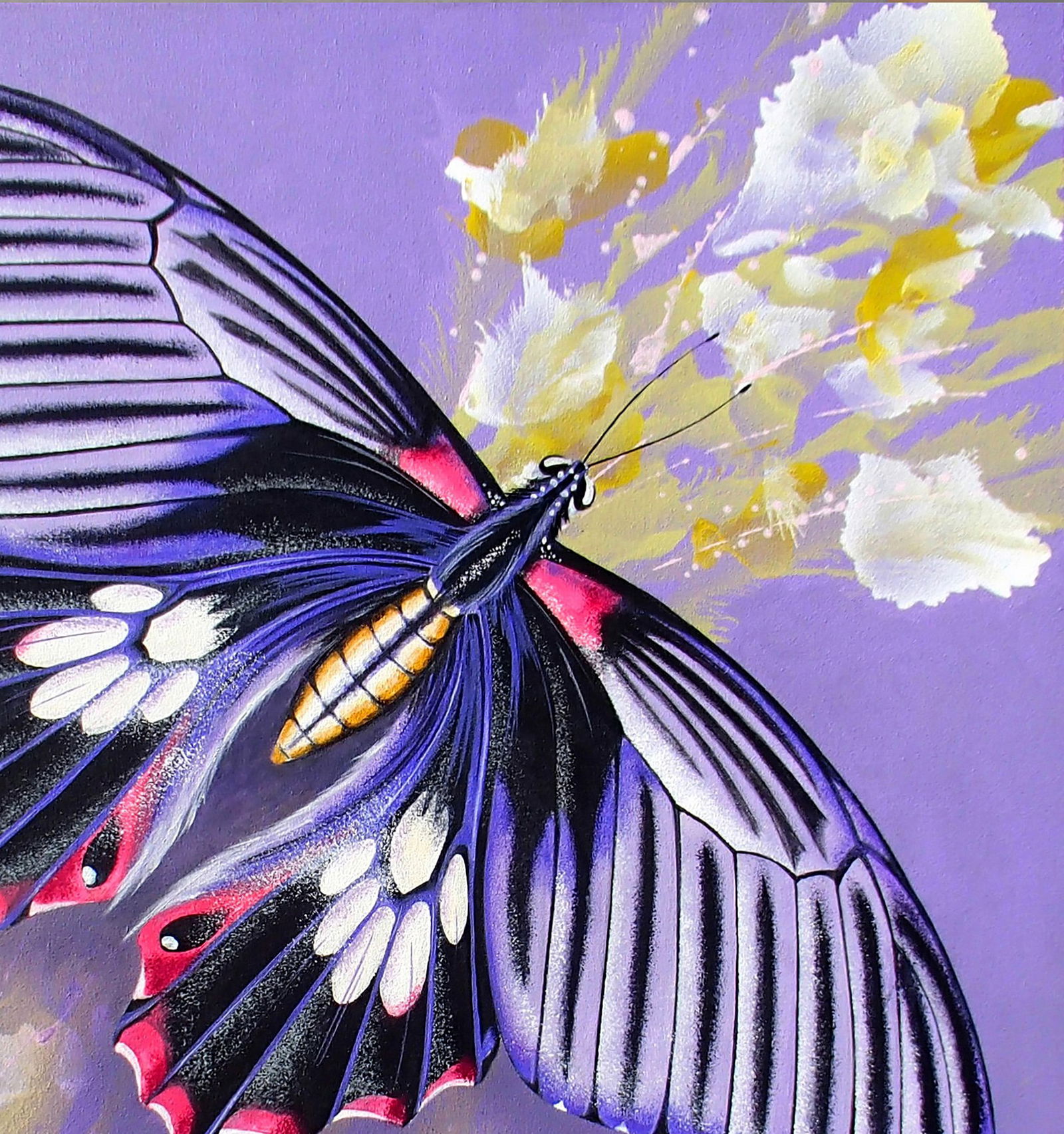 Acrylic painting Flight of a purple butterfly Victor Babak - 3