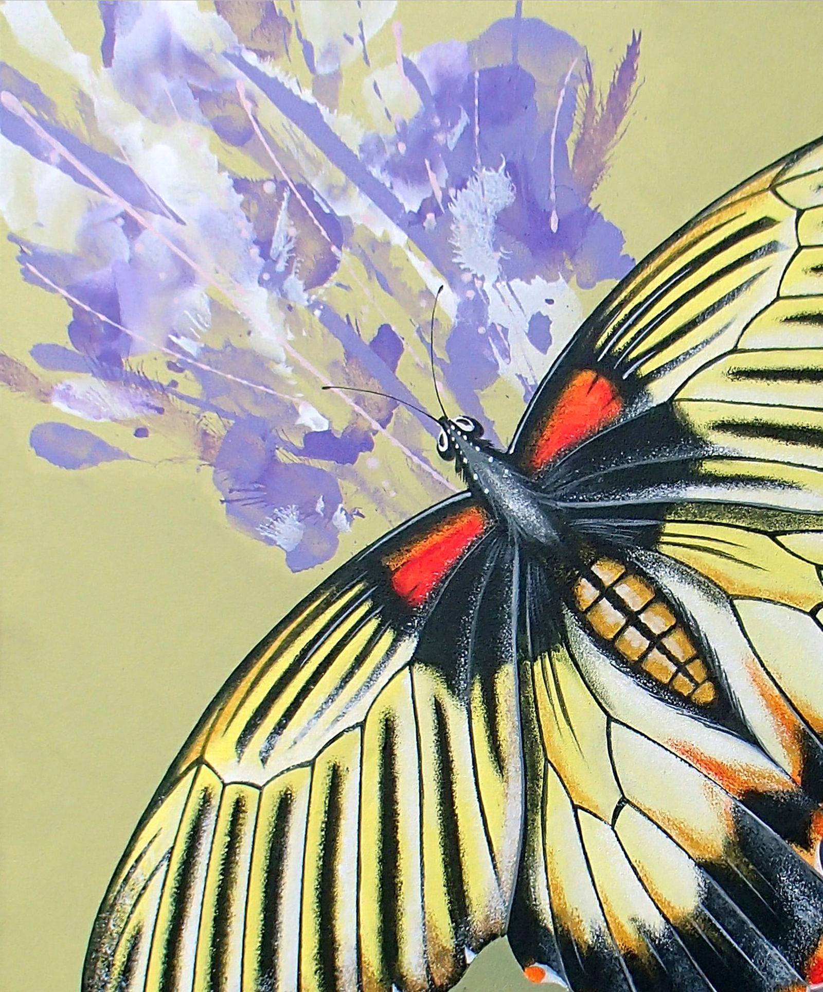 Acrylic painting Flight of a yellow butterfly Victor Babak - 2
