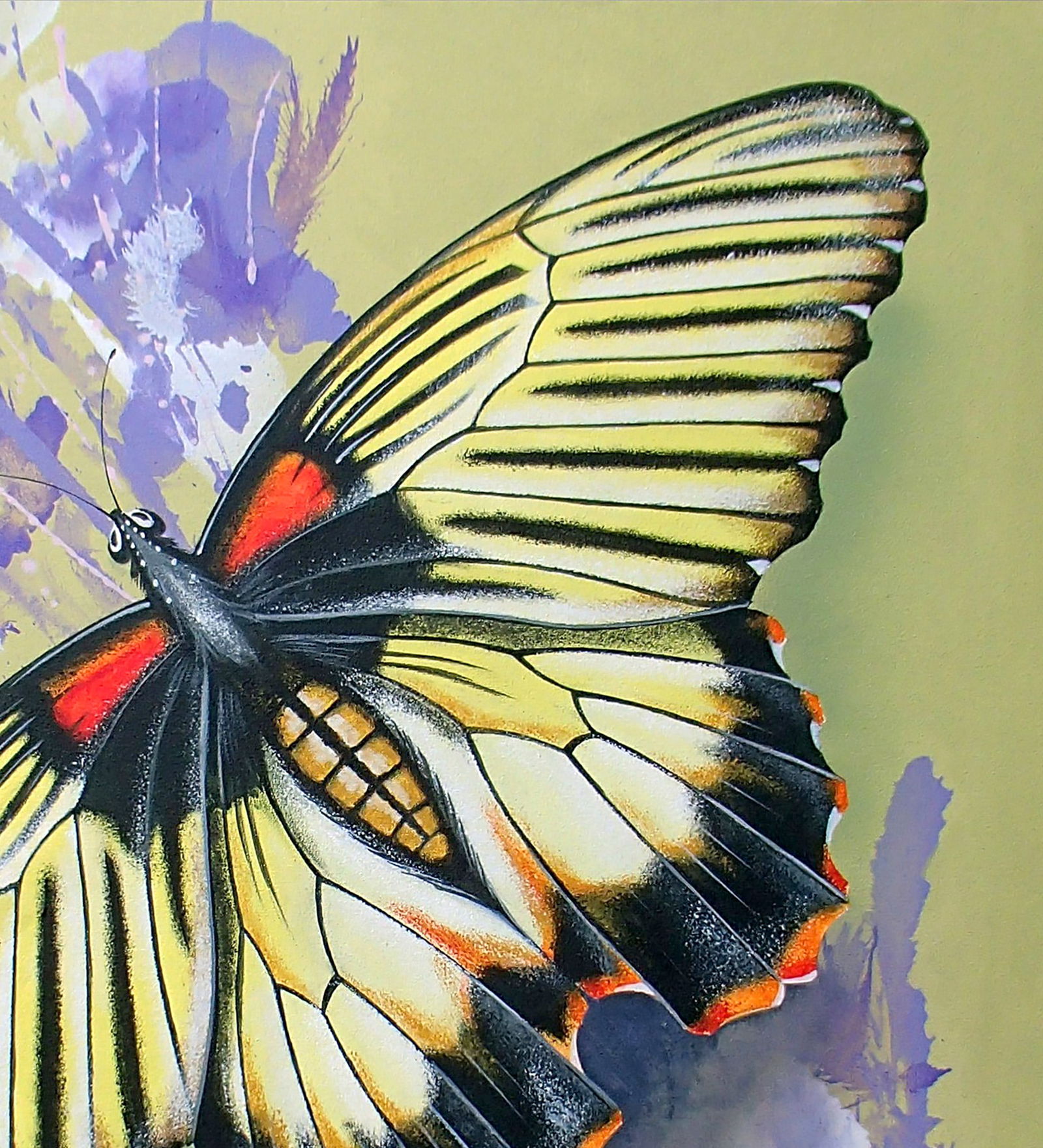 Acrylic painting Flight of a yellow butterfly Victor Babak - 3