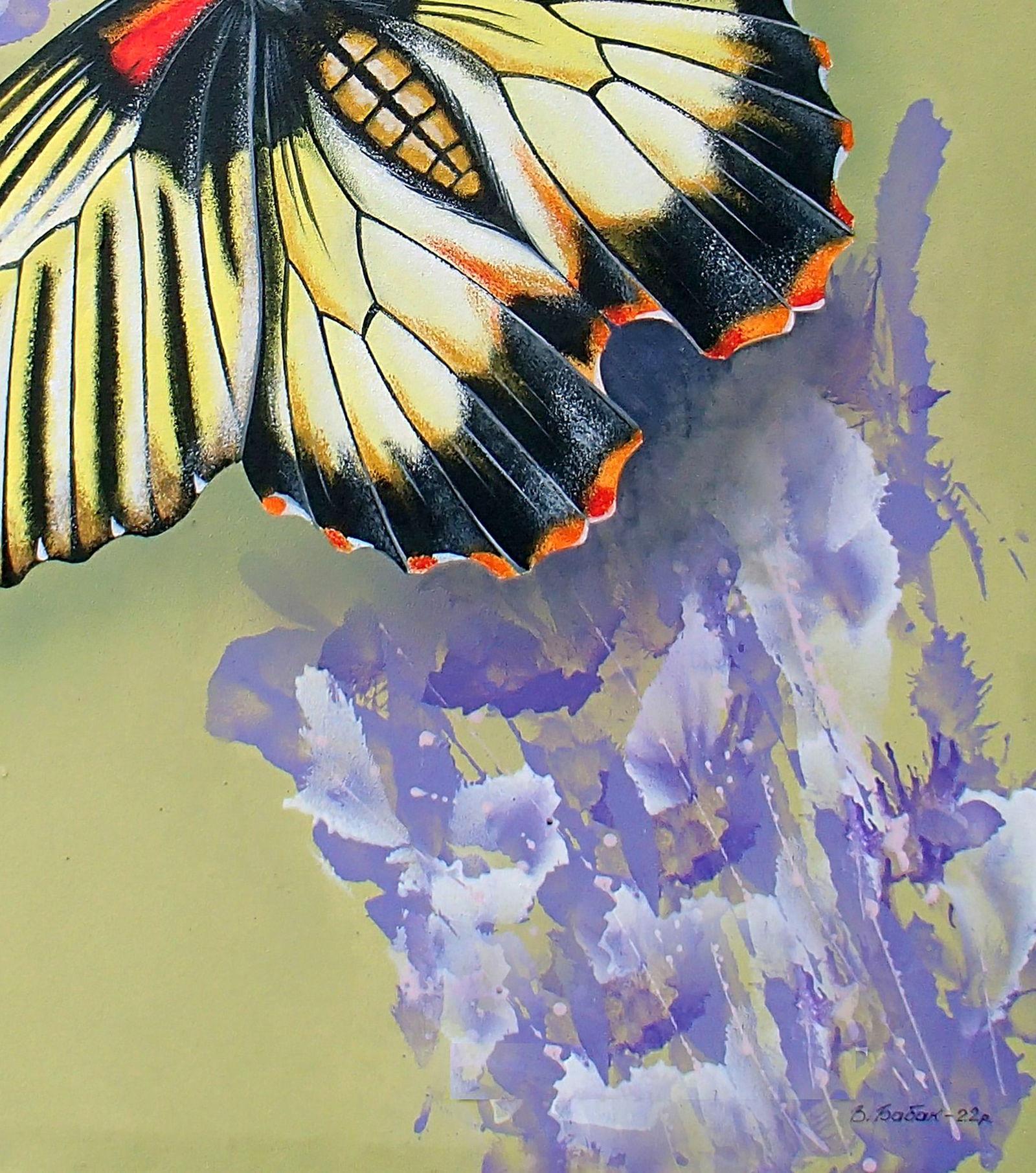Acrylic painting Flight of a yellow butterfly Victor Babak - 5