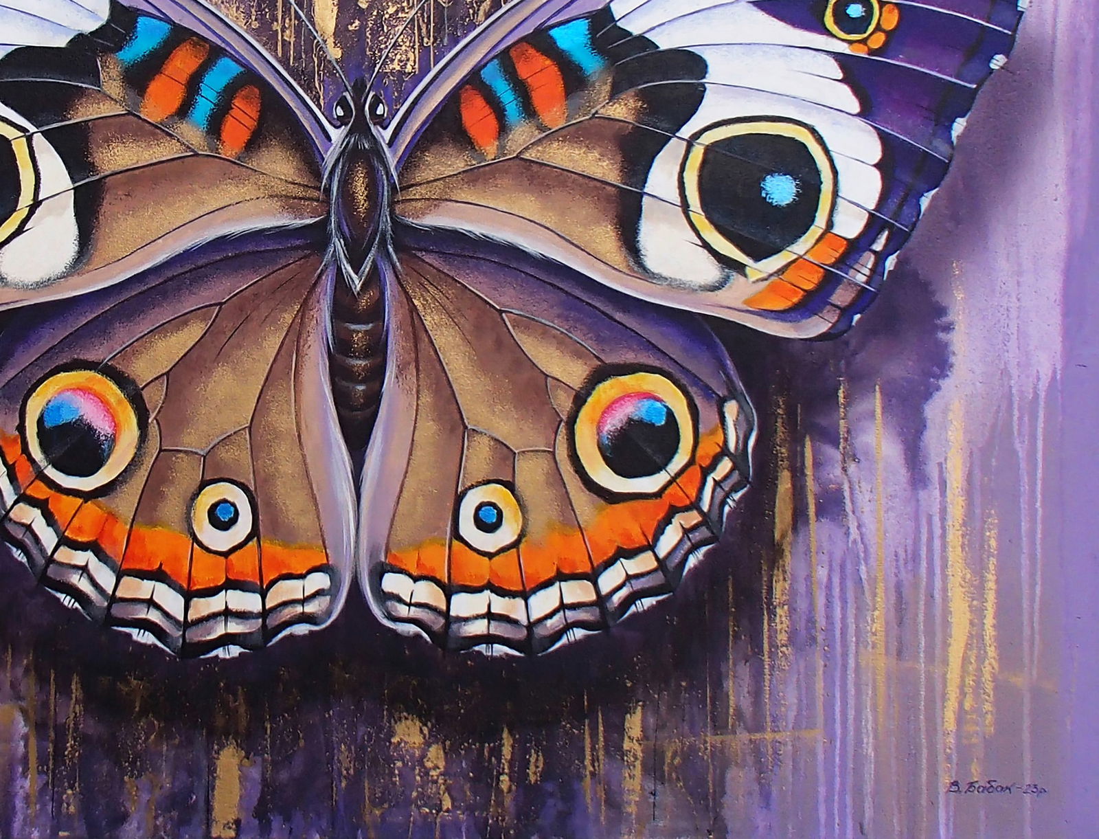 Acrylic painting Mysterious butterfly Victor Babak - 5