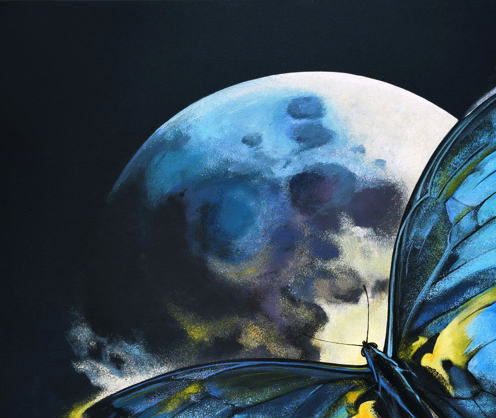 Acrylic painting Moonlight butterfly Victor Babak - 2