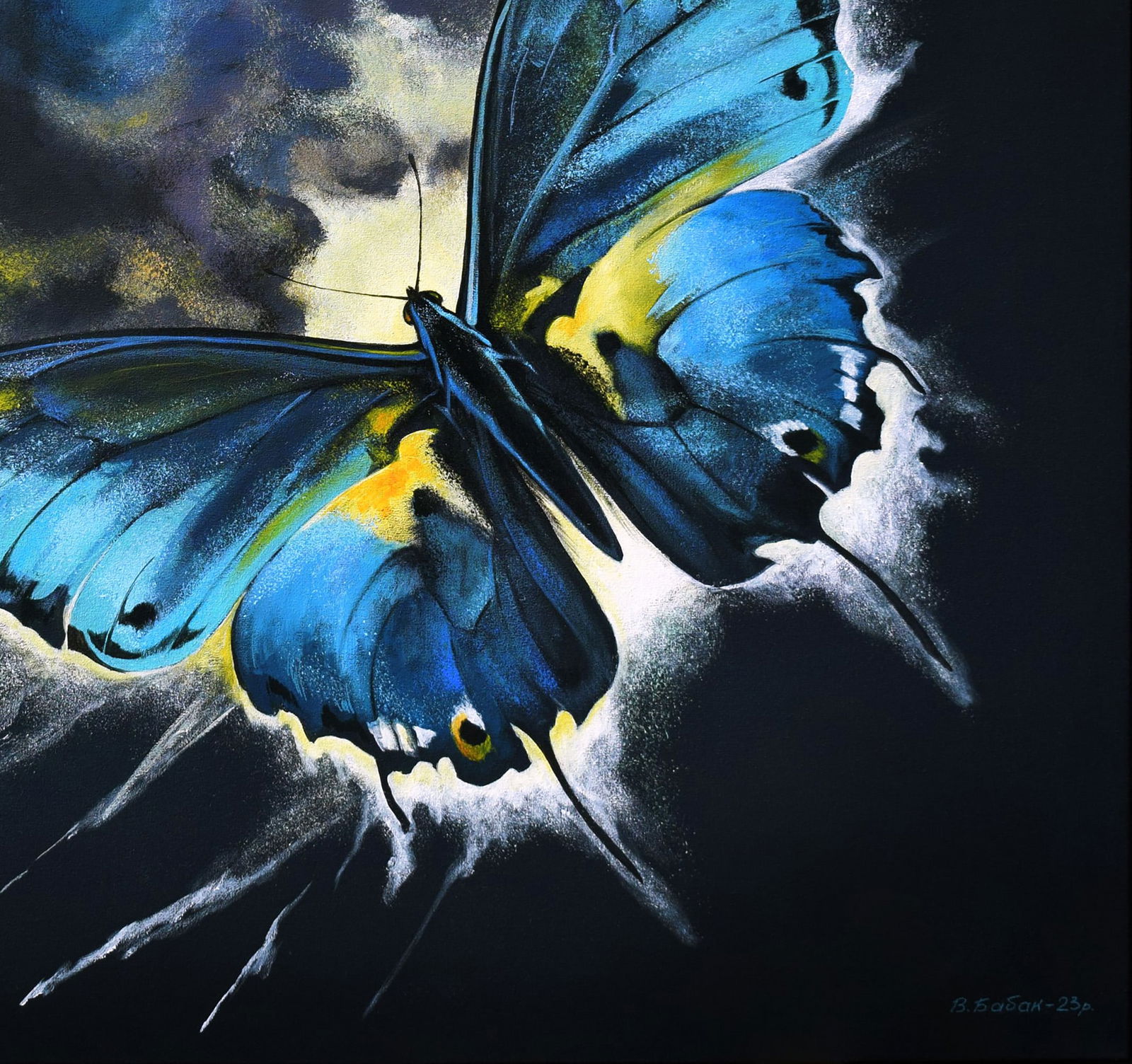 Acrylic painting Moonlight butterfly Victor Babak - 5