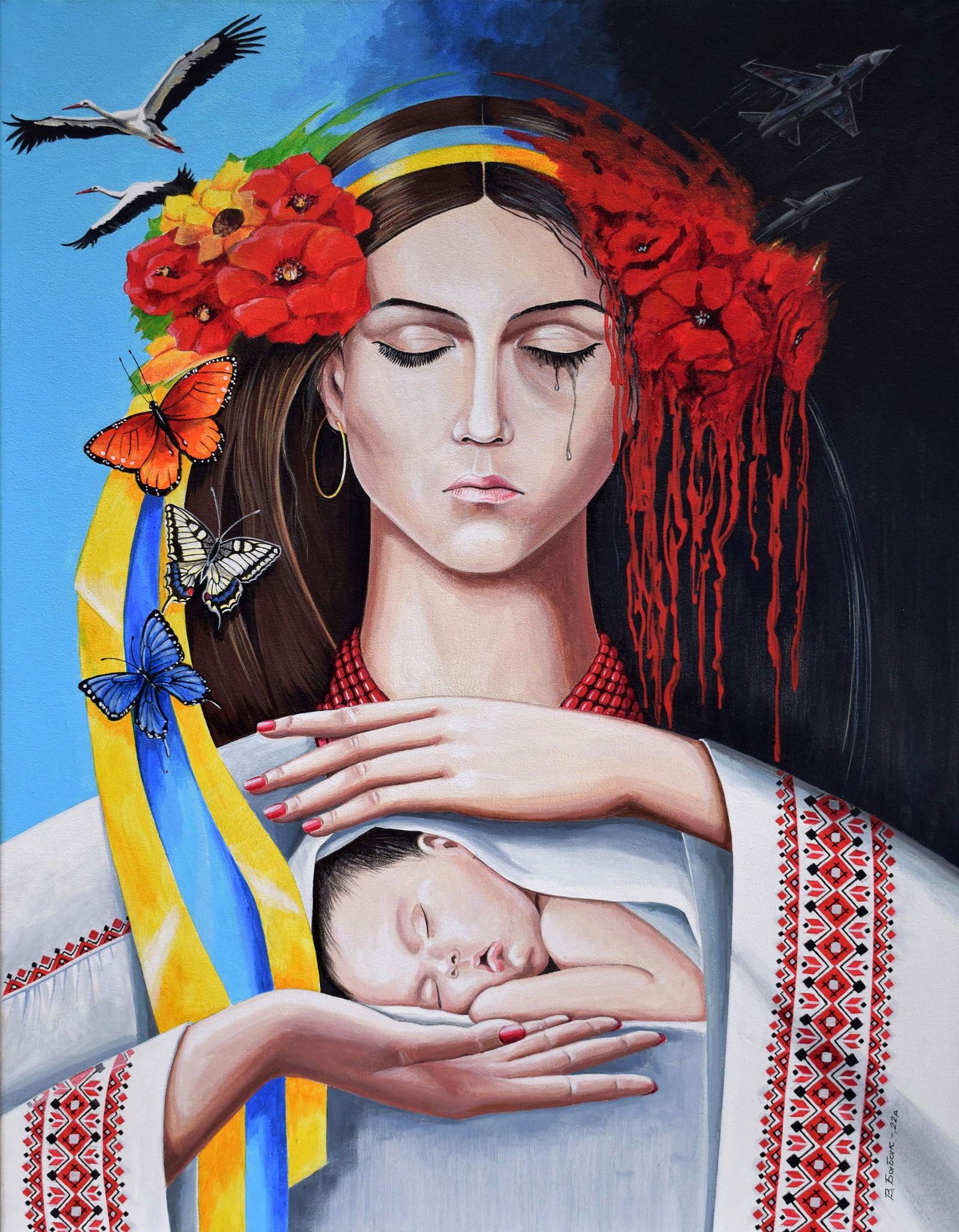 Acrylic painting Mom's portrait Victor Babak: Title: Acrylic painting Mom's portrait Victor Babak Description: 42BAB Painter: Victor Babak Size: 90x70 cm/35.43x27.55 inches Components: acrylic, canvas Original painting CONDITION: excellent ARTIST