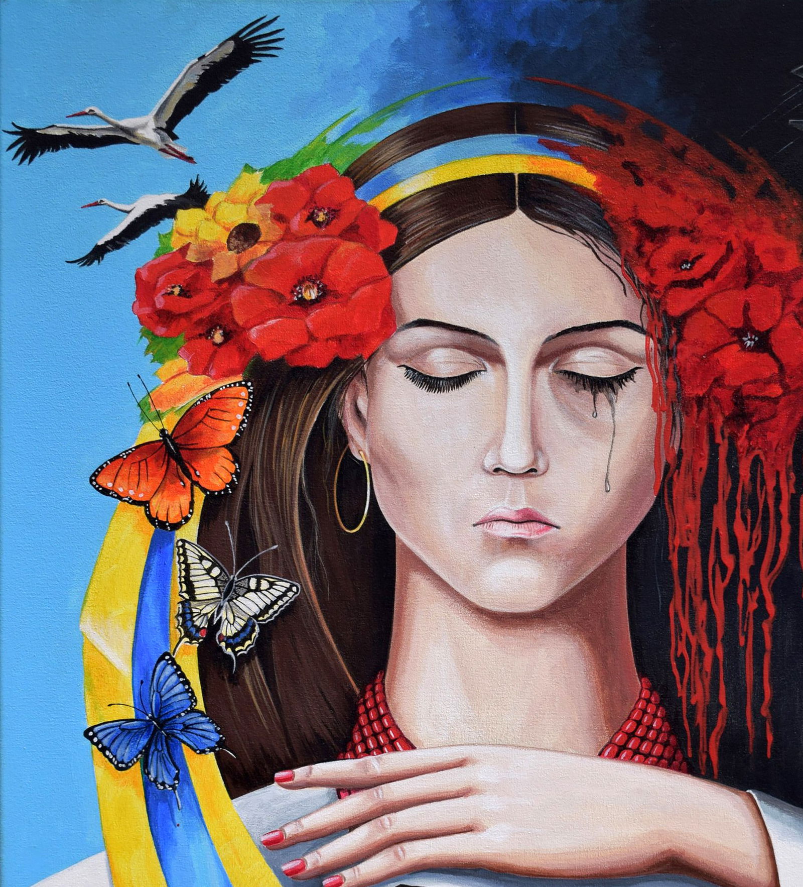 Acrylic painting Mom's portrait Victor Babak - 2