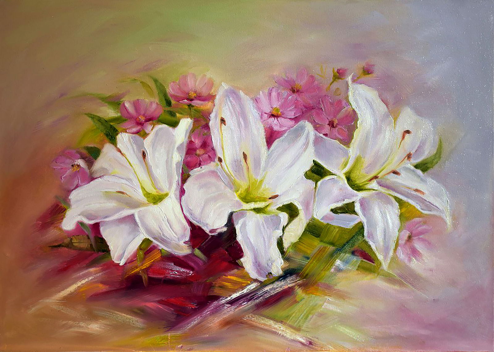 Oil painting White tenderness Halyna Babak (1 of 5)