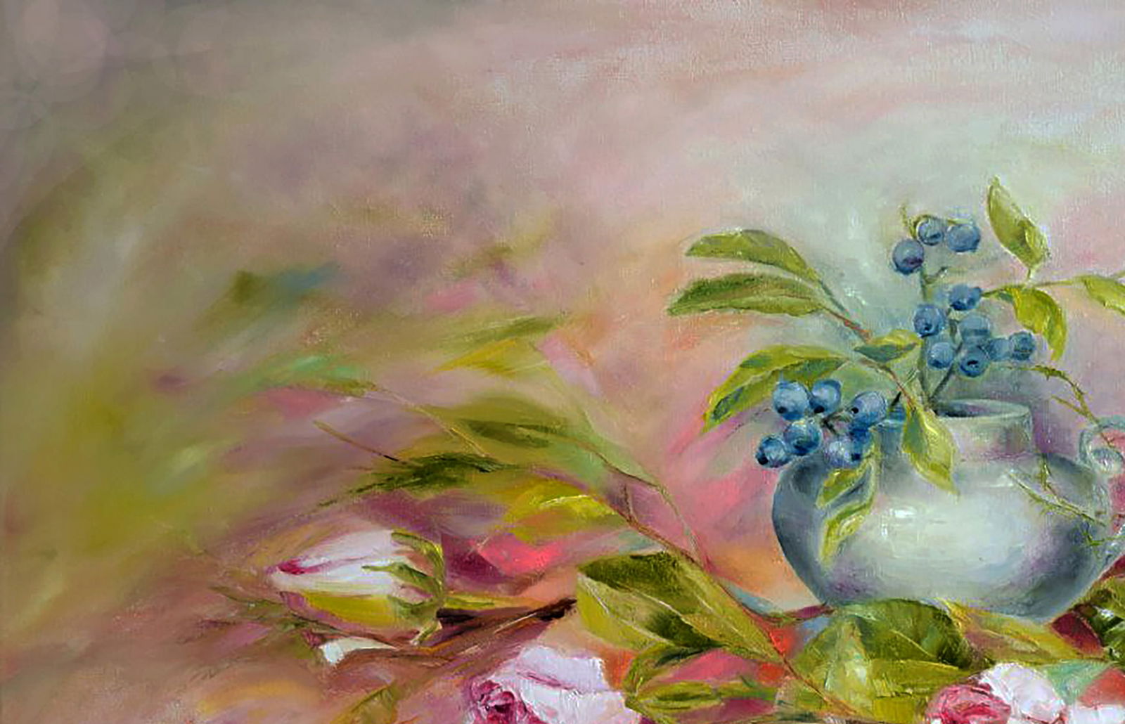 Oil painting A gift of morning roses Halyna Babak - 2