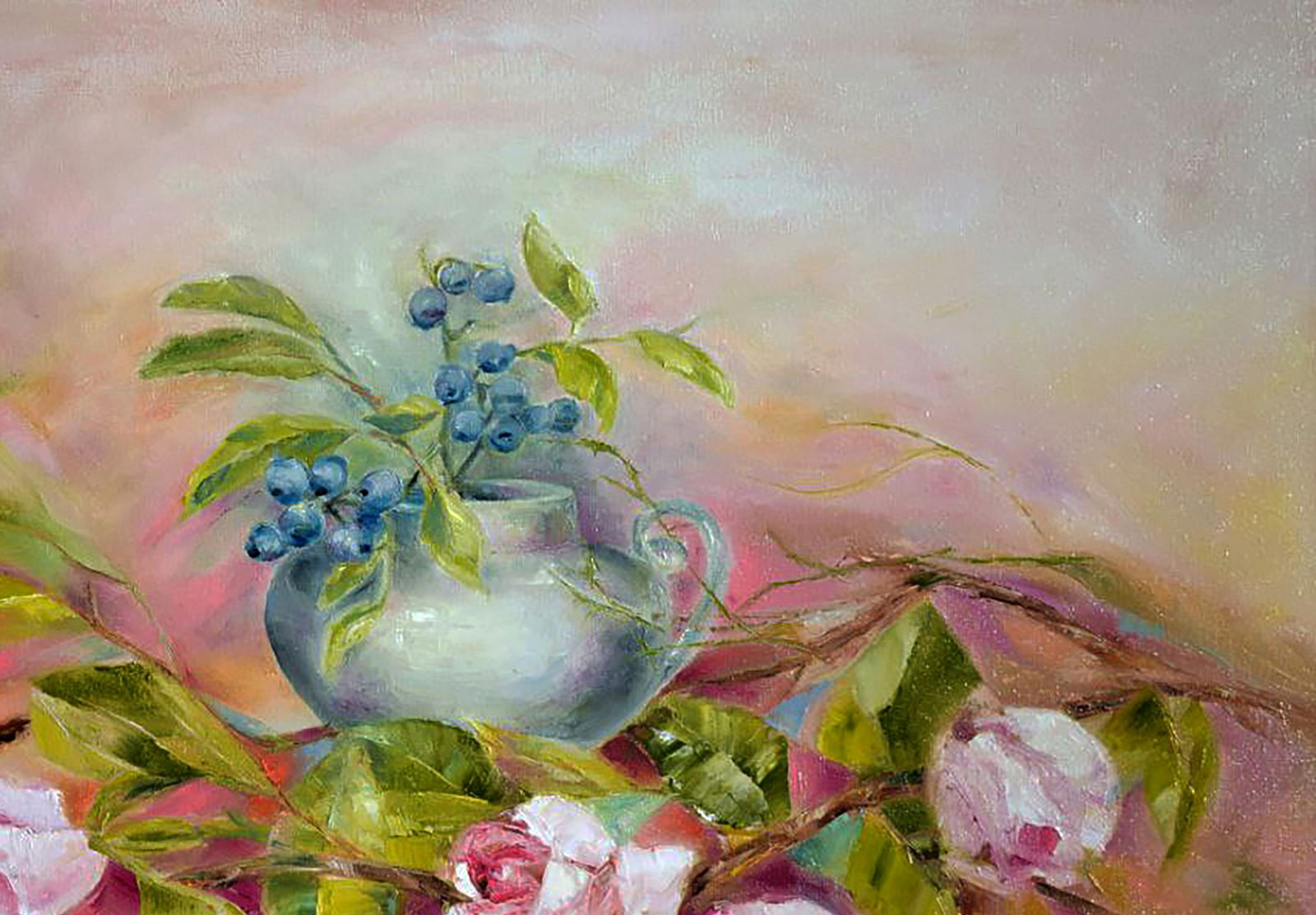 Oil painting A gift of morning roses Halyna Babak - 3