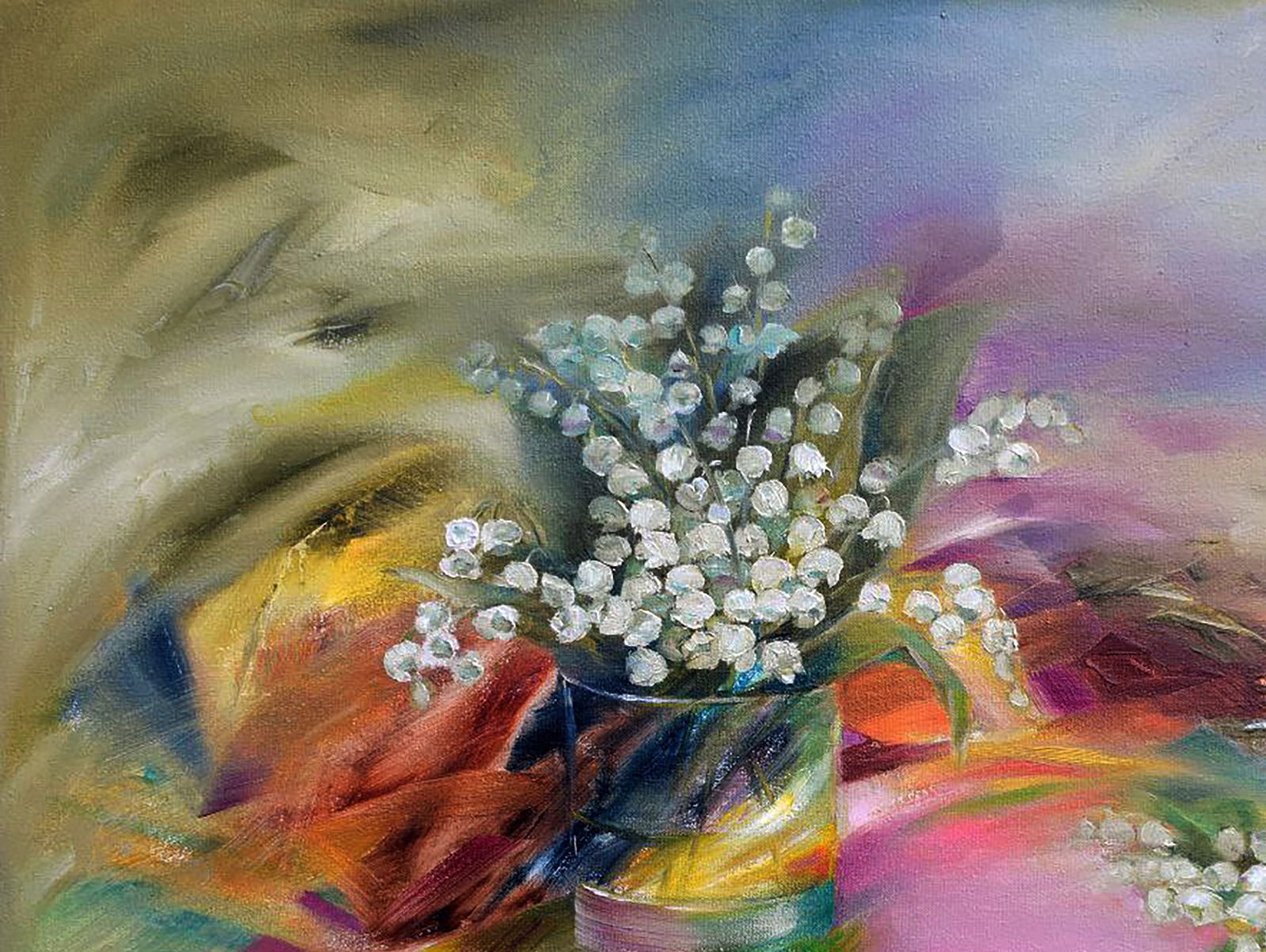 Oil painting Bouquet of lilies of the valley Halyna Babak - 2