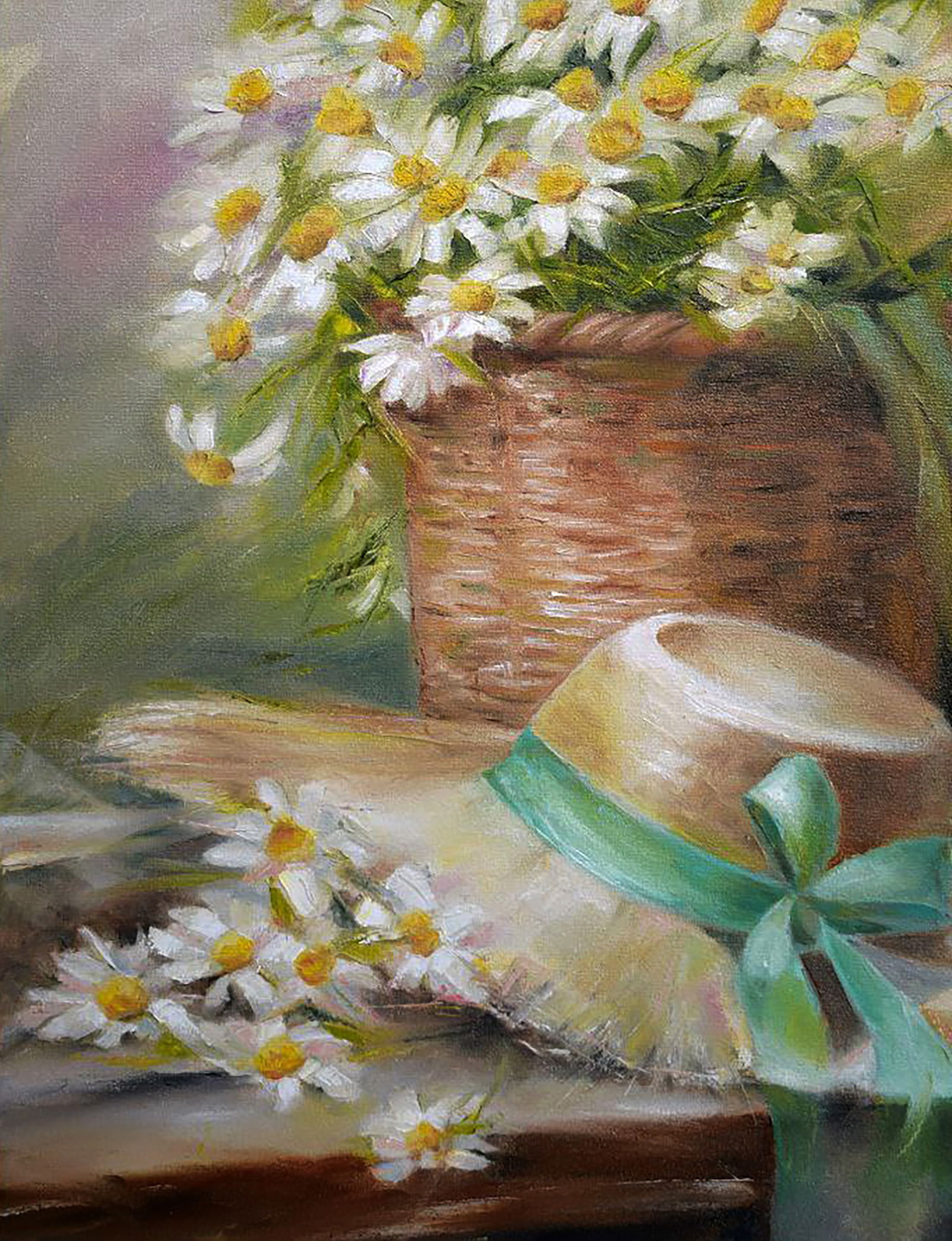 Oil painting A bouquet of daisies on the table Halyna Babak - 4