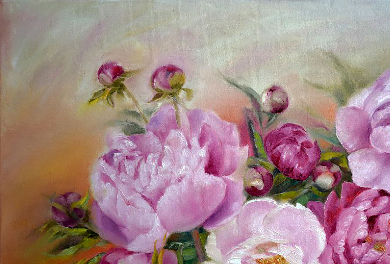 Oil painting Bouquet of peony Halyna Babak - 2