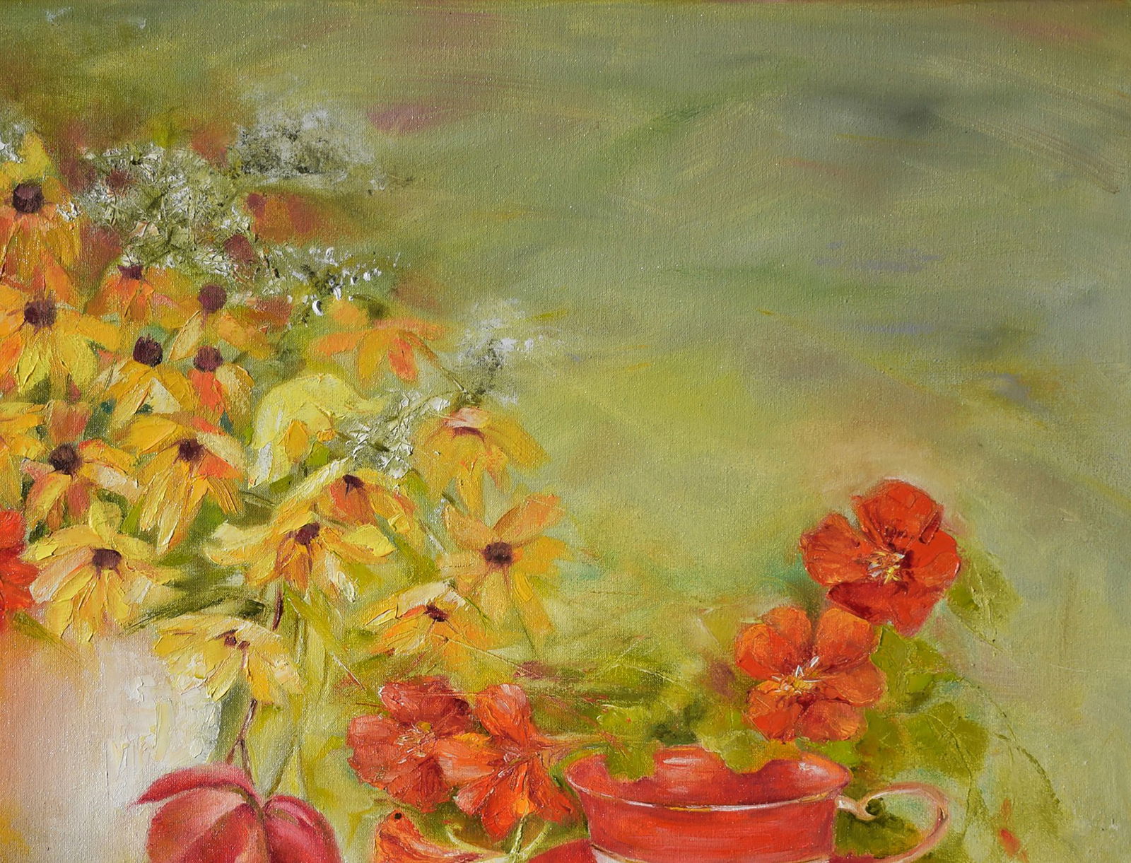 Oil painting Summer mood of flowers Halyna Babak - 3