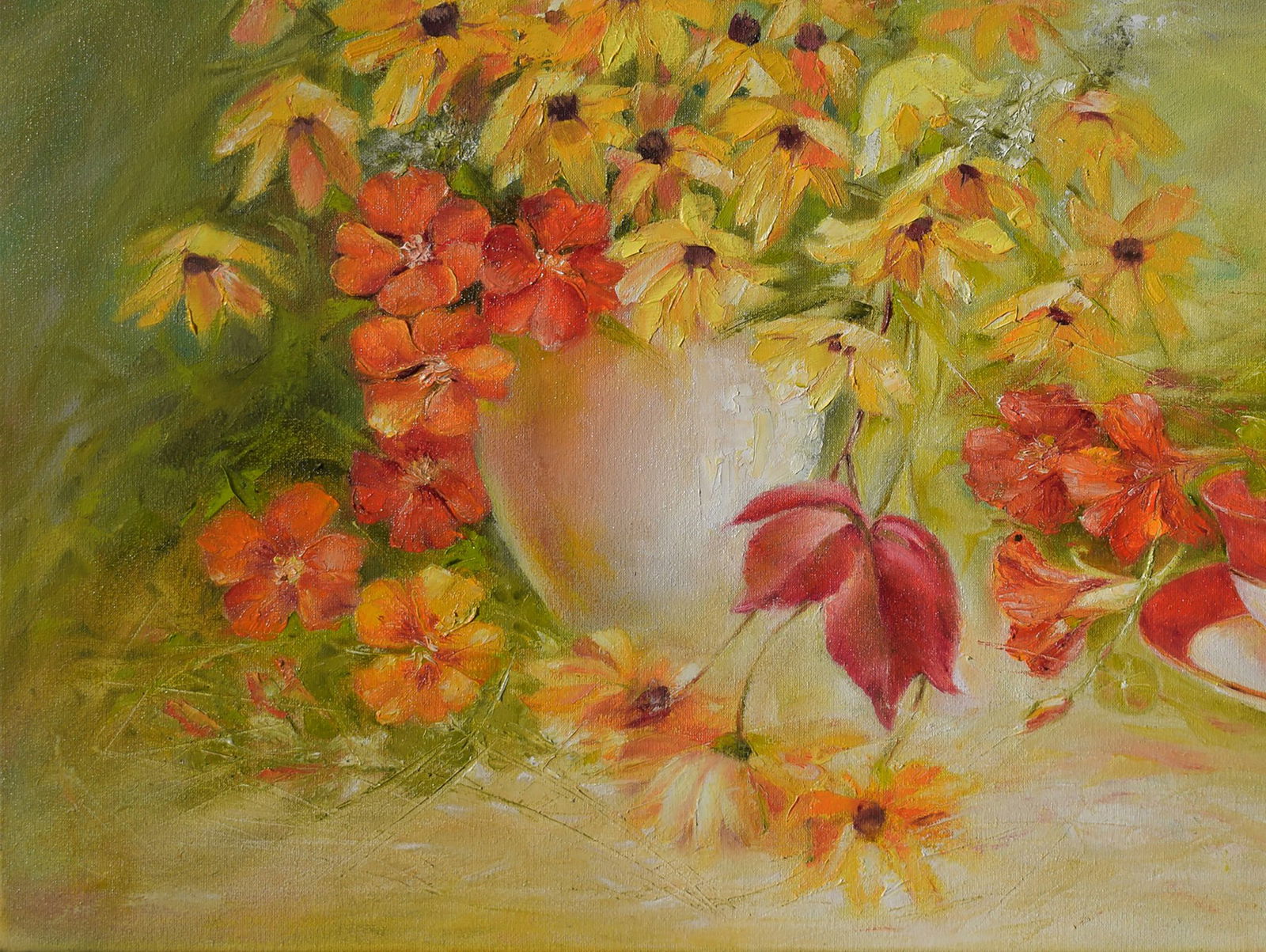 Oil painting Summer mood of flowers Halyna Babak - 4