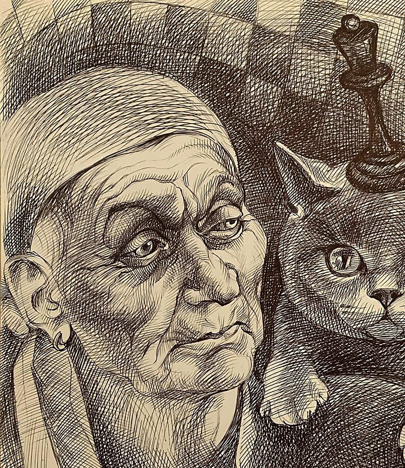 Pen painting Young chess player Natalia Bulat - 2