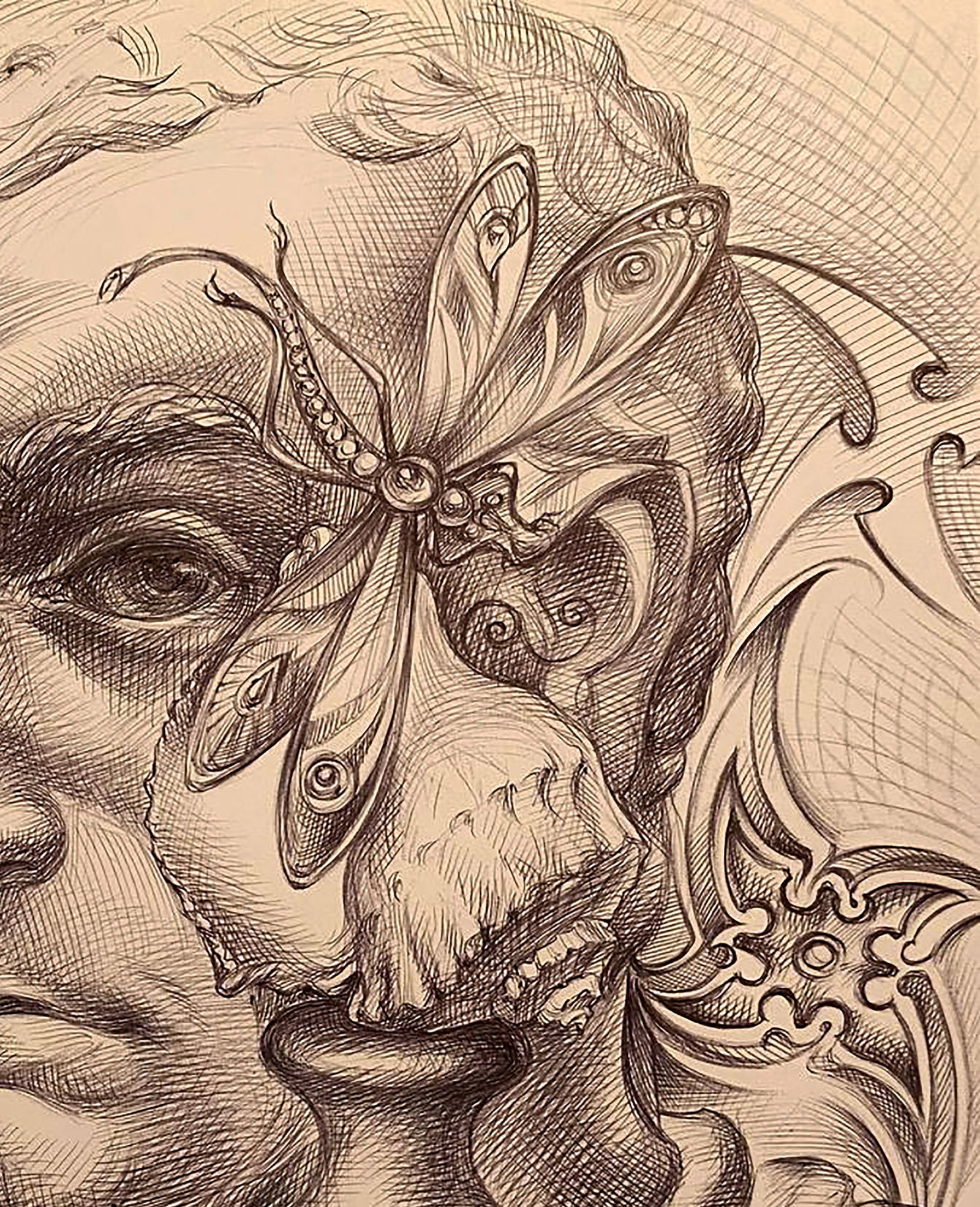 Pen painting Thoughtful look Natalia Bulat - 3