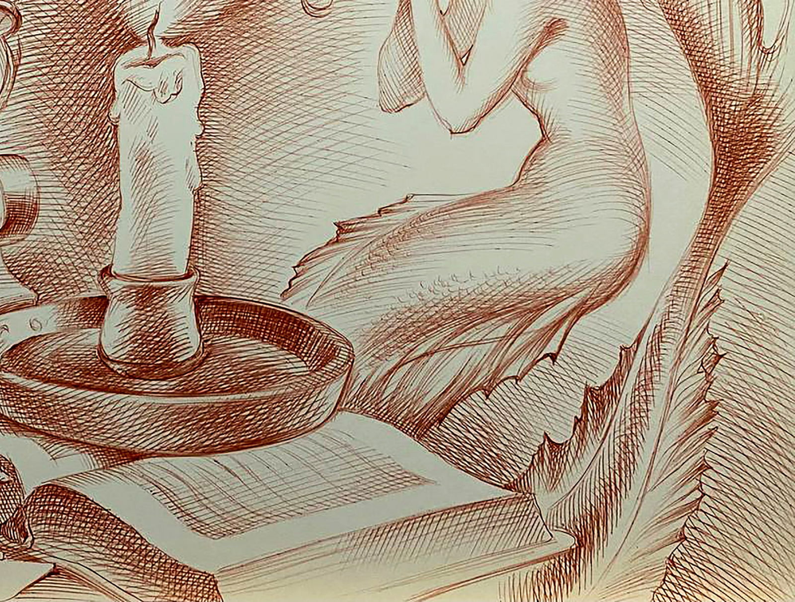 Pen painting Reading Wisdom Natalia Bulat - 5