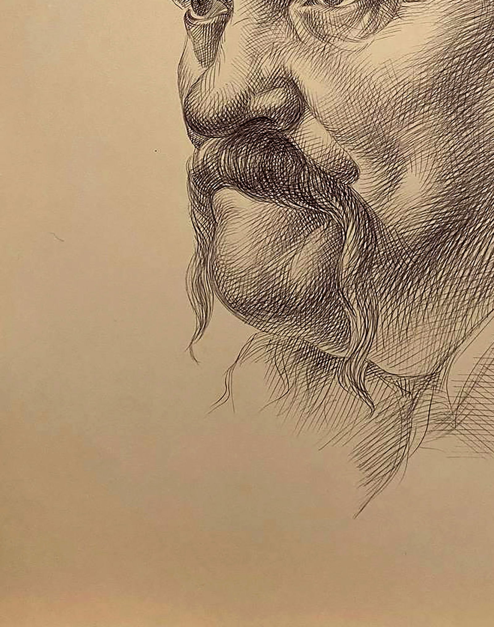 Pen painting Portrait of a man with a moustache Natalia Bulat - 4