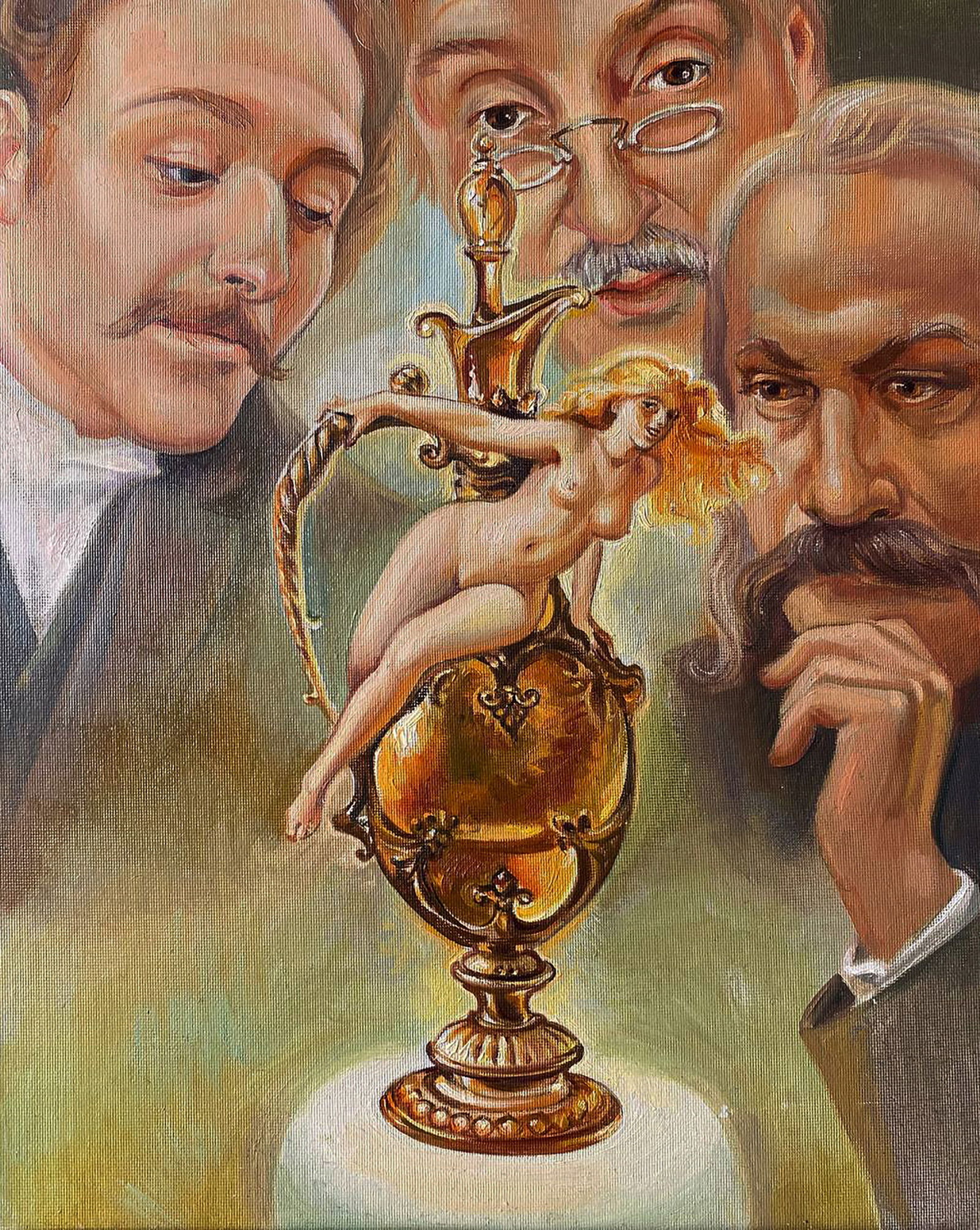 Oil painting Connoisseurs of beauty Natalia Bulat: Title: Oil painting Connoisseurs of beauty Natalia Bulat Description: 80BUL Painter: Natalia Bulat Size: 31x25 cm/12.20x9.84 inches Components: oil, canvas on Hardboard Original painting CONDITION: