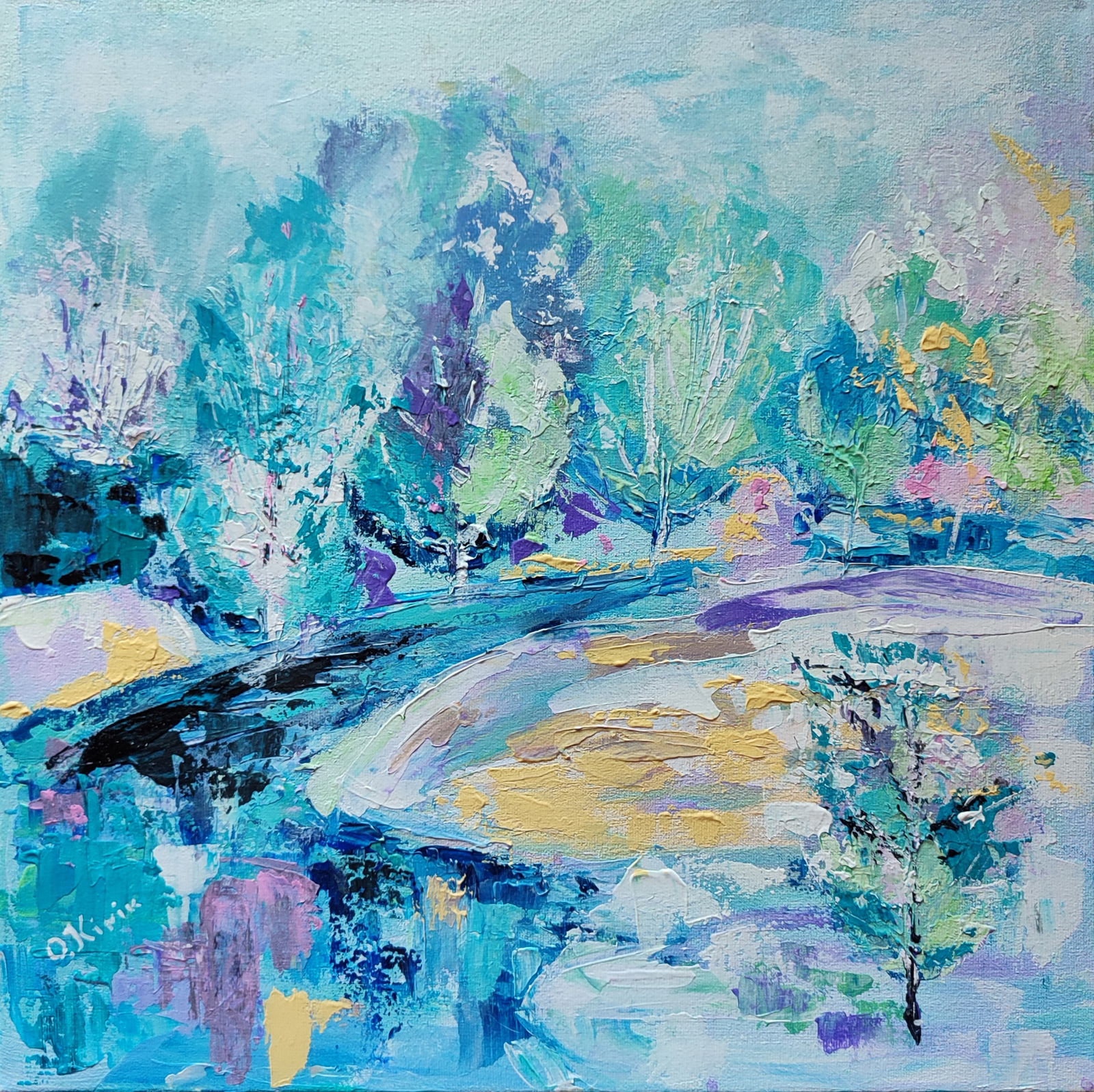 Acrylic painting Blue lace Olena Kirik: Title: Acrylic painting Blue lace Olena Kirik Description: 15KIRIK Painter: Olena Kirik Size: 40x40 cm/15.74x15.74 inches Components: acrylic, canvas Original painting CONDITION: excellent ARTIST: 