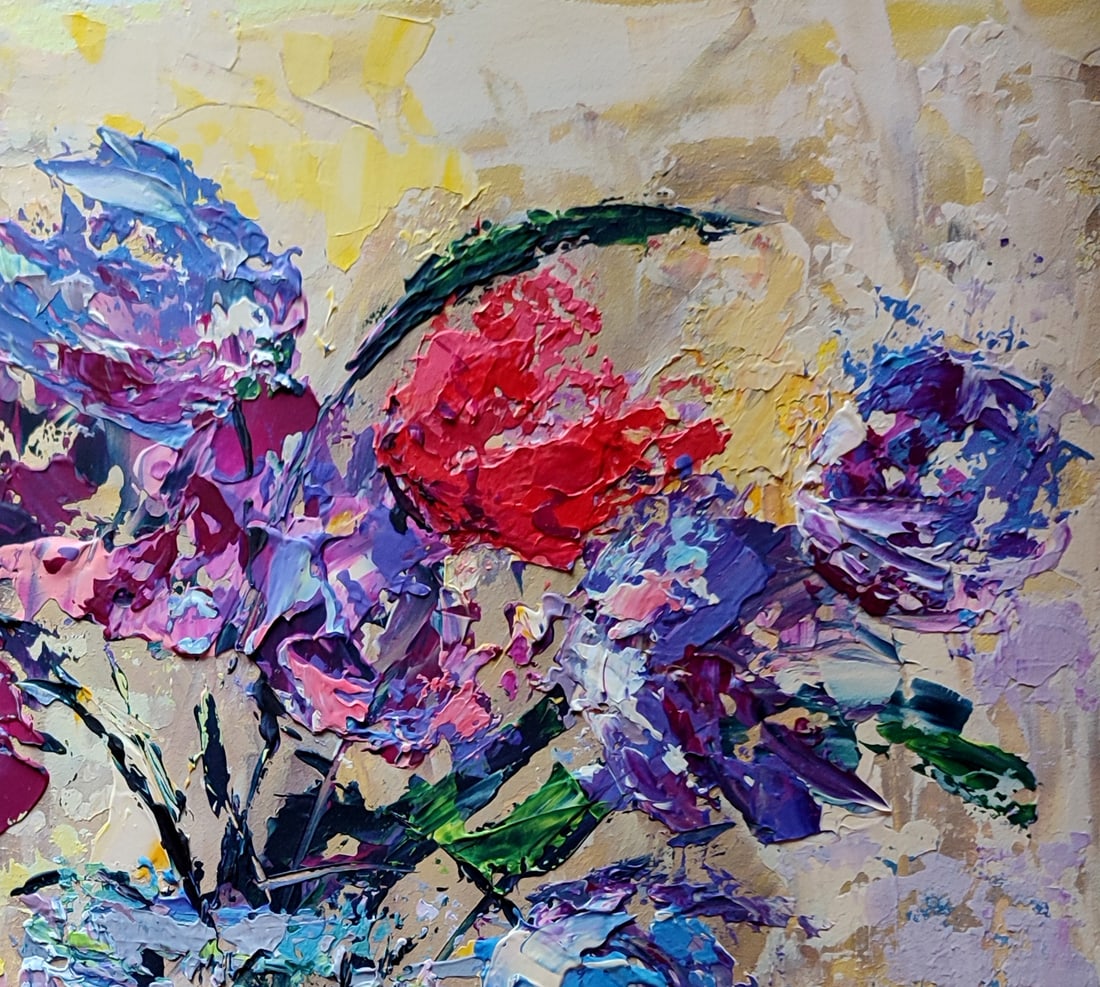 Acrylic painting Red tulip Olena Kirik - 3