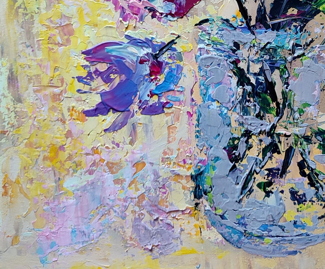 Acrylic painting Red tulip Olena Kirik - 4