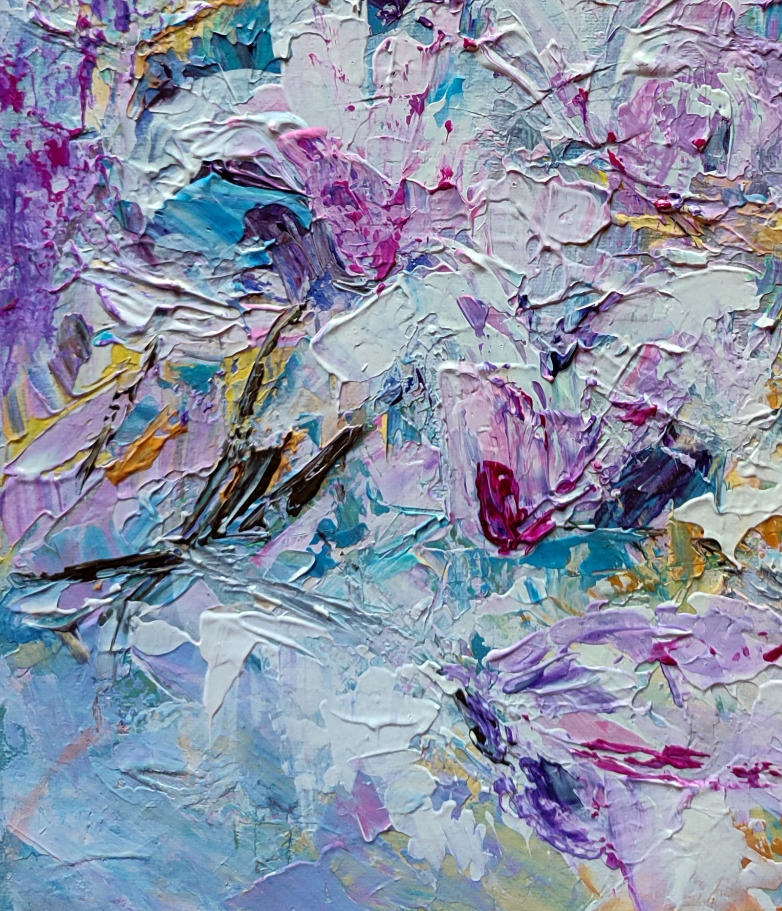 Acrylic painting Magic magnolia in the field Olena Kirik - 4