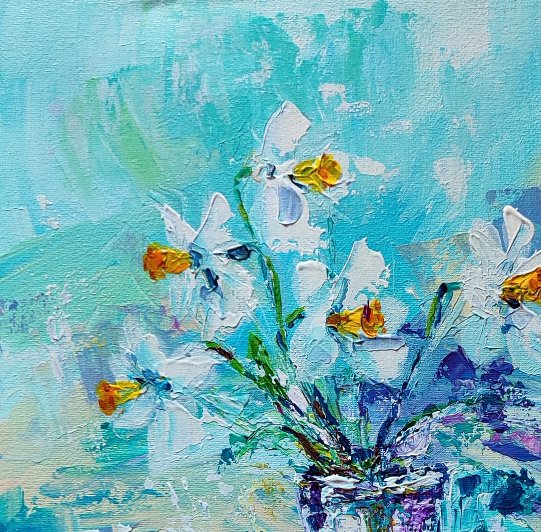 Acrylic painting Daffodils at dawn Olena Kirik - 2