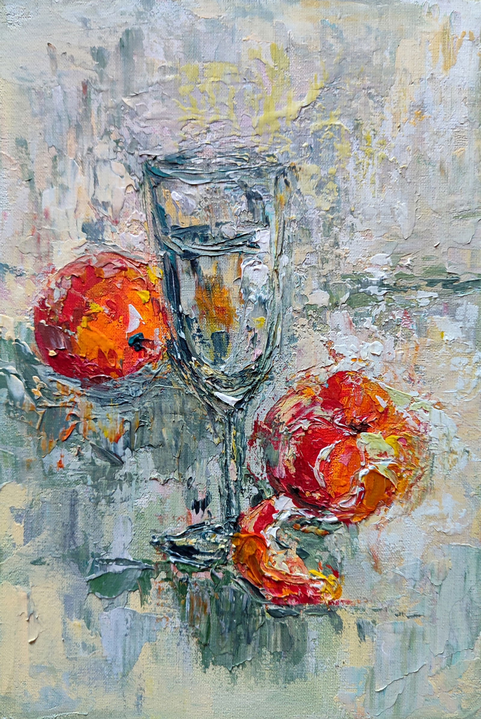 Acrylic painting Aftertaste of the holiday Olena Kirik: Title: Acrylic painting Aftertaste of the holiday Olena Kirik Description: 34KIRIK Painter: Olena Kirik Size: 30x20 cm/11.81x7.87 inches Components: acrylic, canvas Original painting CONDITION: