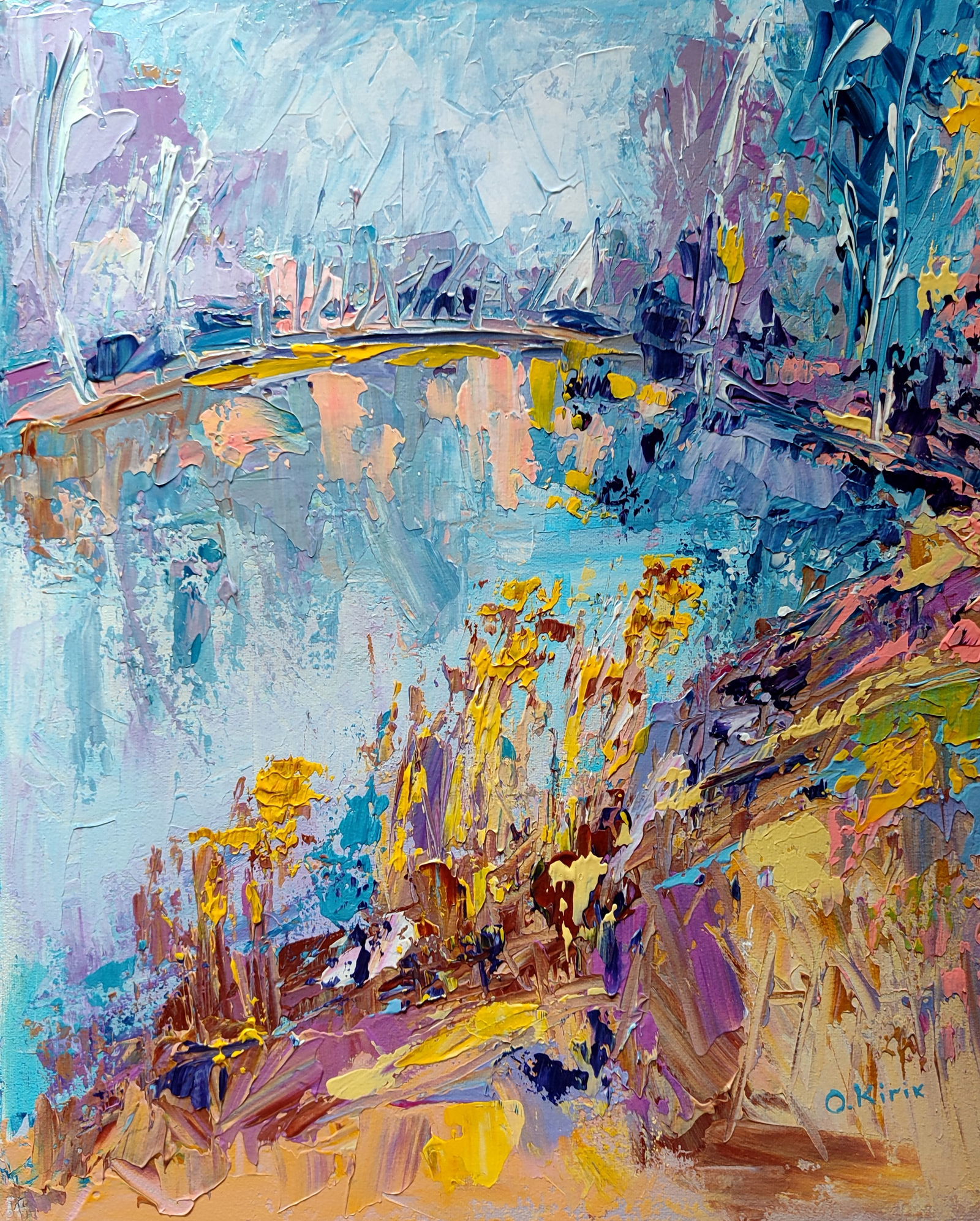 Acrylic painting Premonition of winter Olena Kirik: Title: Acrylic painting Premonition of winter Olena Kirik Description: 35KIRIK Painter: Olena Kirik Size: 50x40 cm/19.68x15.74 inches Components: acrylic, canvas Original painting CONDITION: excellent