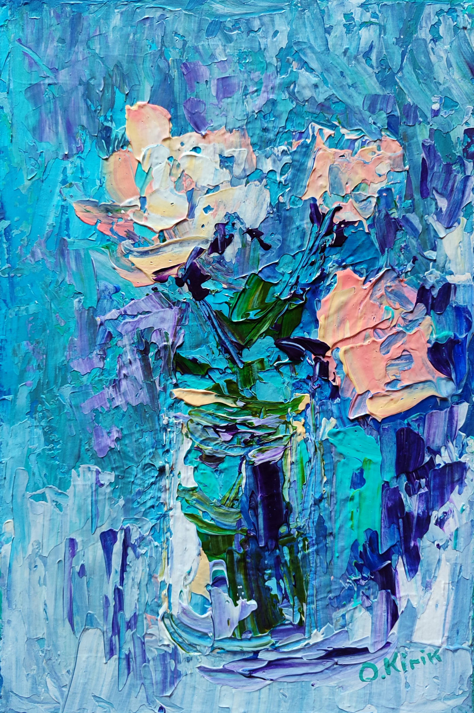 Acrylic painting Rose Desdemona Olena Kirik (1 of 6)