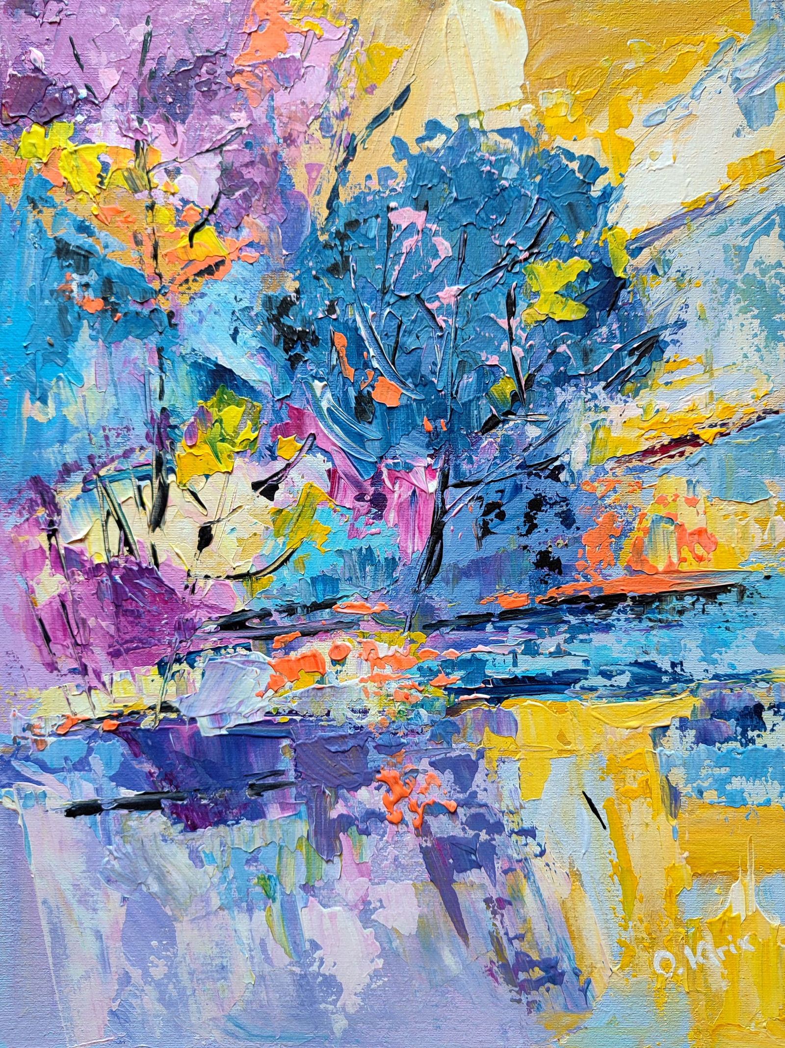 Acrylic painting Sunbeam Olena Kirik: Title: Acrylic painting Sunbeam Olena Kirik Description: 38KIRIK Painter: Olena Kirik Size: 40x30 cm/15.74x11.81 inches Components: acrylic, canvas on cardboard Original painting CONDITION: excellent