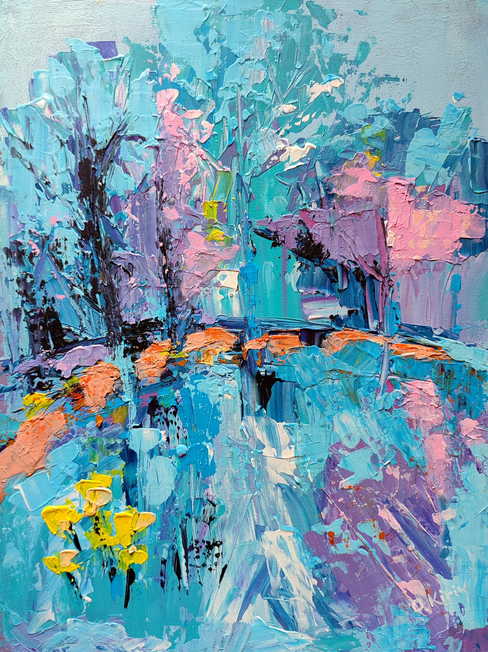Acrylic painting Path Olena Kirik: Title: Acrylic painting Path Olena Kirik Description: 42KIRIK Painter: Olena Kirik Size: 40x30 cm/15.74x11.81 inches Components: acrylic, dvp Original painting CONDITION: excellent ARTIST: Olena Kirik
