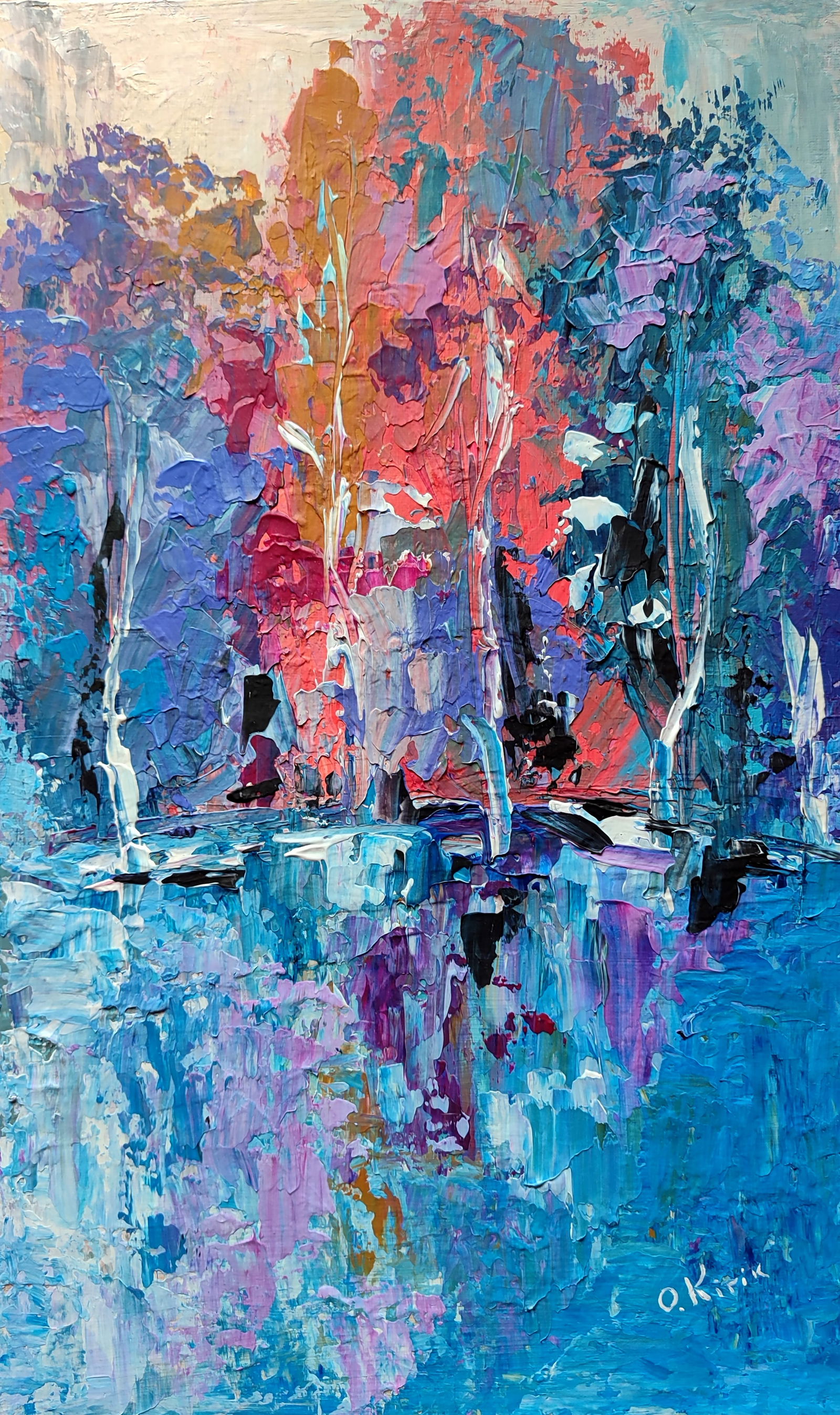 Acrylic painting A Dryad lives here Olena Kirik: Title: Acrylic painting A Dryad lives here Olena Kirik Description: 43KIRIK Painter: Olena Kirik Size: 50x30 cm/19.68x11.81 inches Components: acrylic, canvas on cardboard Original painting