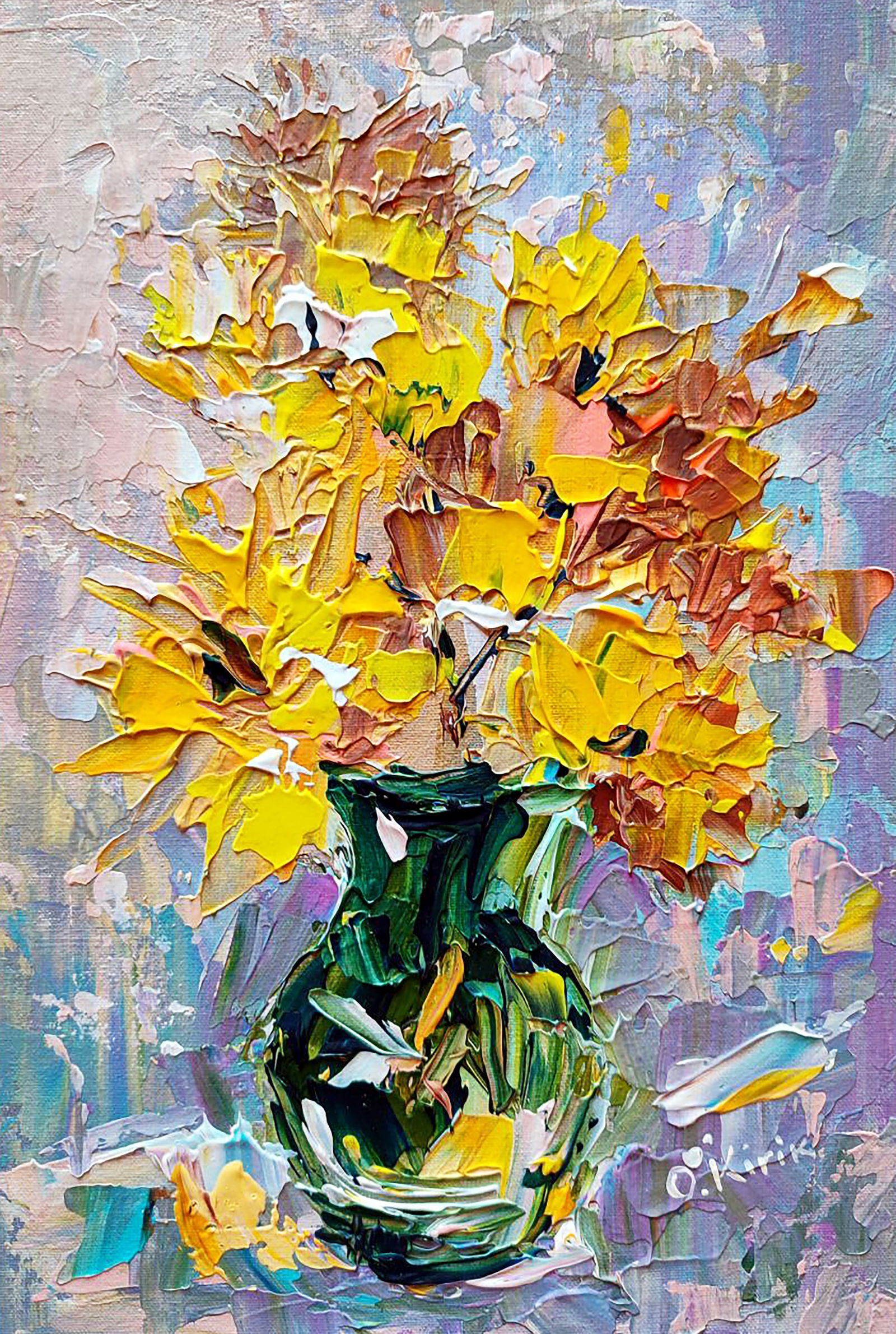 Acrylic painting Little suns Olena Kirik (1 of 5)