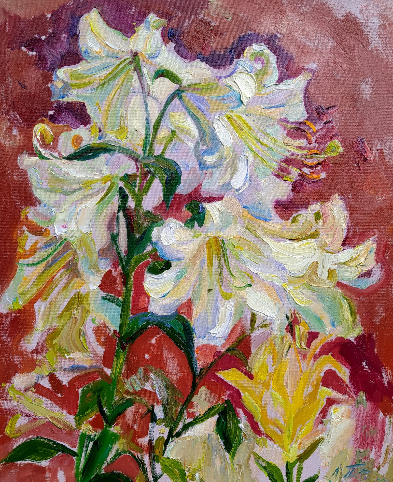 Oil painting Lilies Leonid Pavlenko (1 of 5)