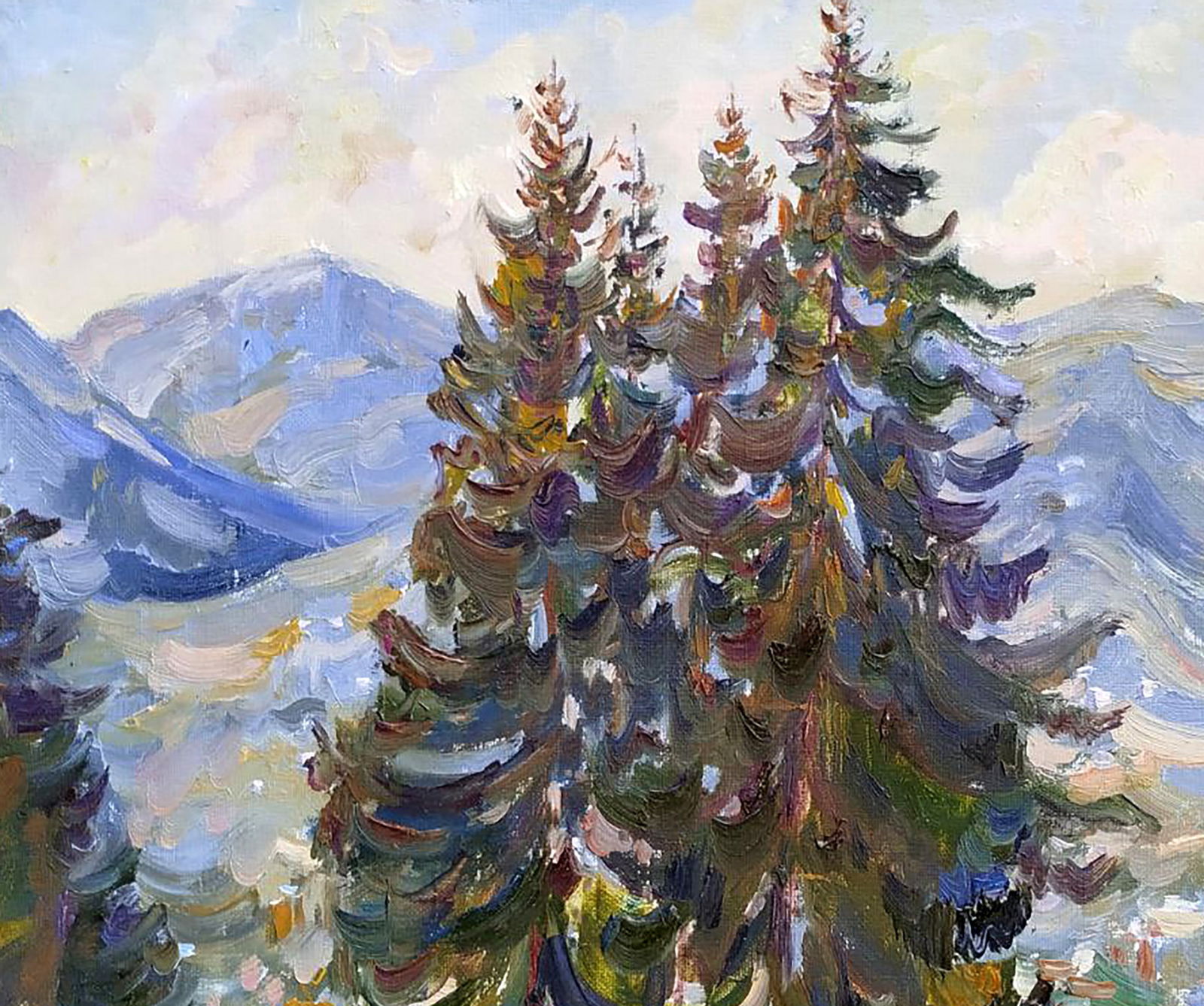 Oil painting Spruce trees Leonid Pavlenko - 2