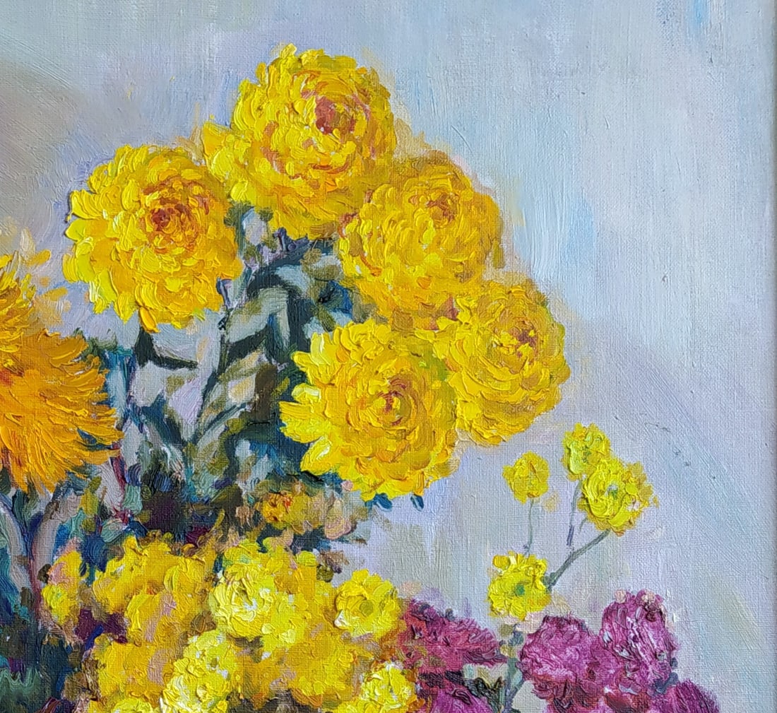 Oil painting Chrysanthemums Leonid Pavlenko - 3
