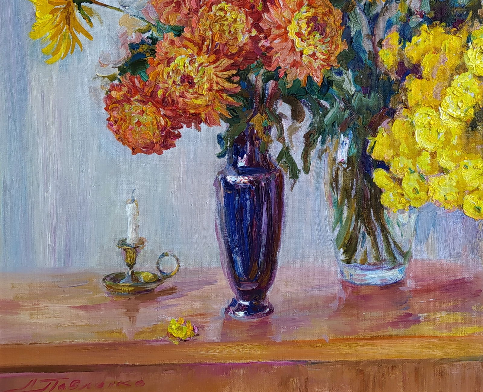 Oil painting Chrysanthemums Leonid Pavlenko - 4