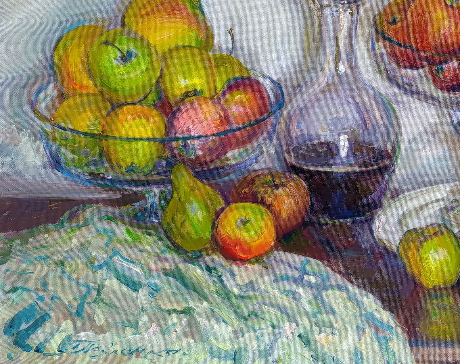Oil painting Apples and wine Leonid Pavlenko - 4
