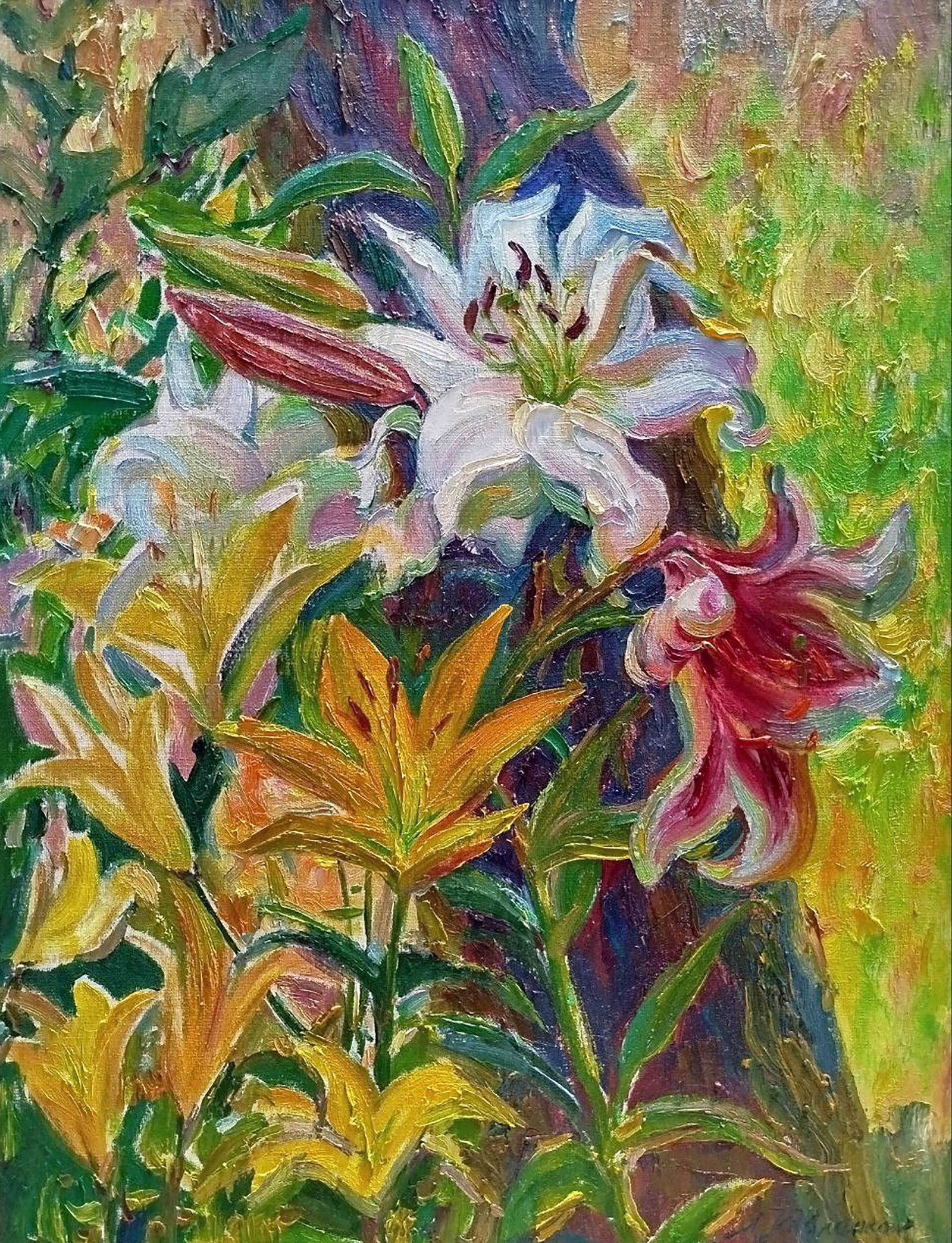 Oil painting Blooming lilies Leonid Pavlenko (1 of 5)