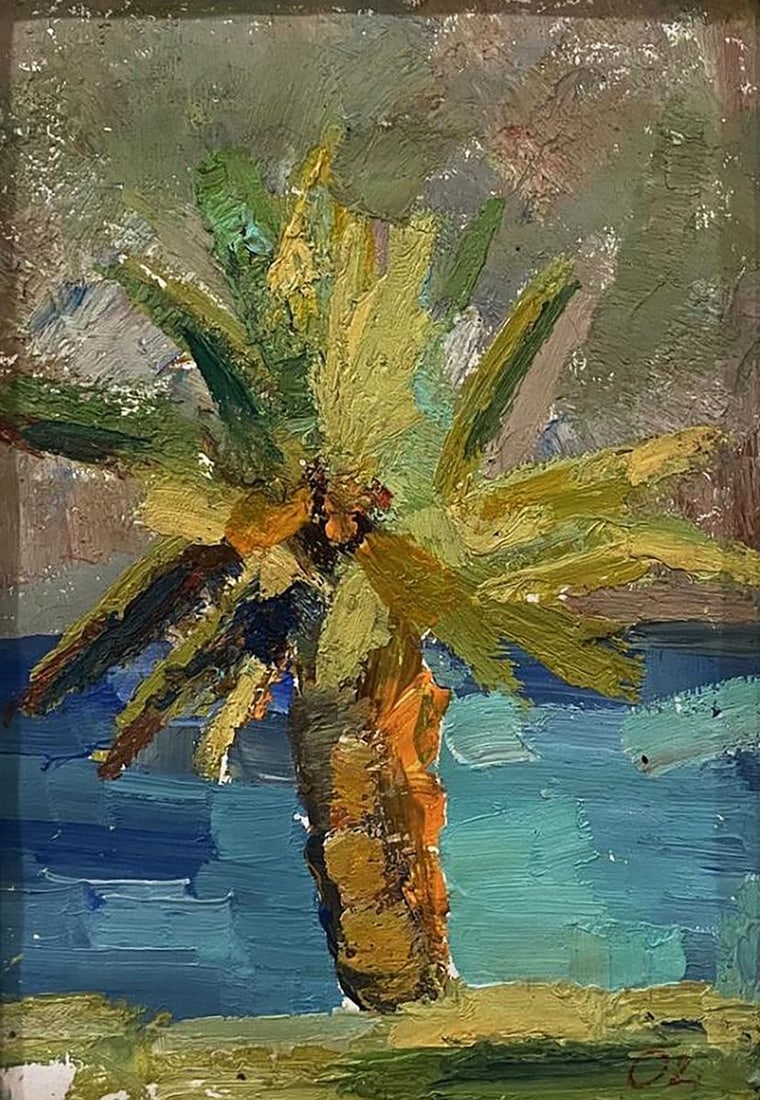 Oil painting Palm tree on the shore Olesya Lishaeva (1 of 4)