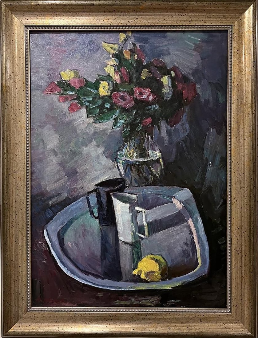 Oil painting Still life with flowers and lemon Oleksandr Andreev - 2