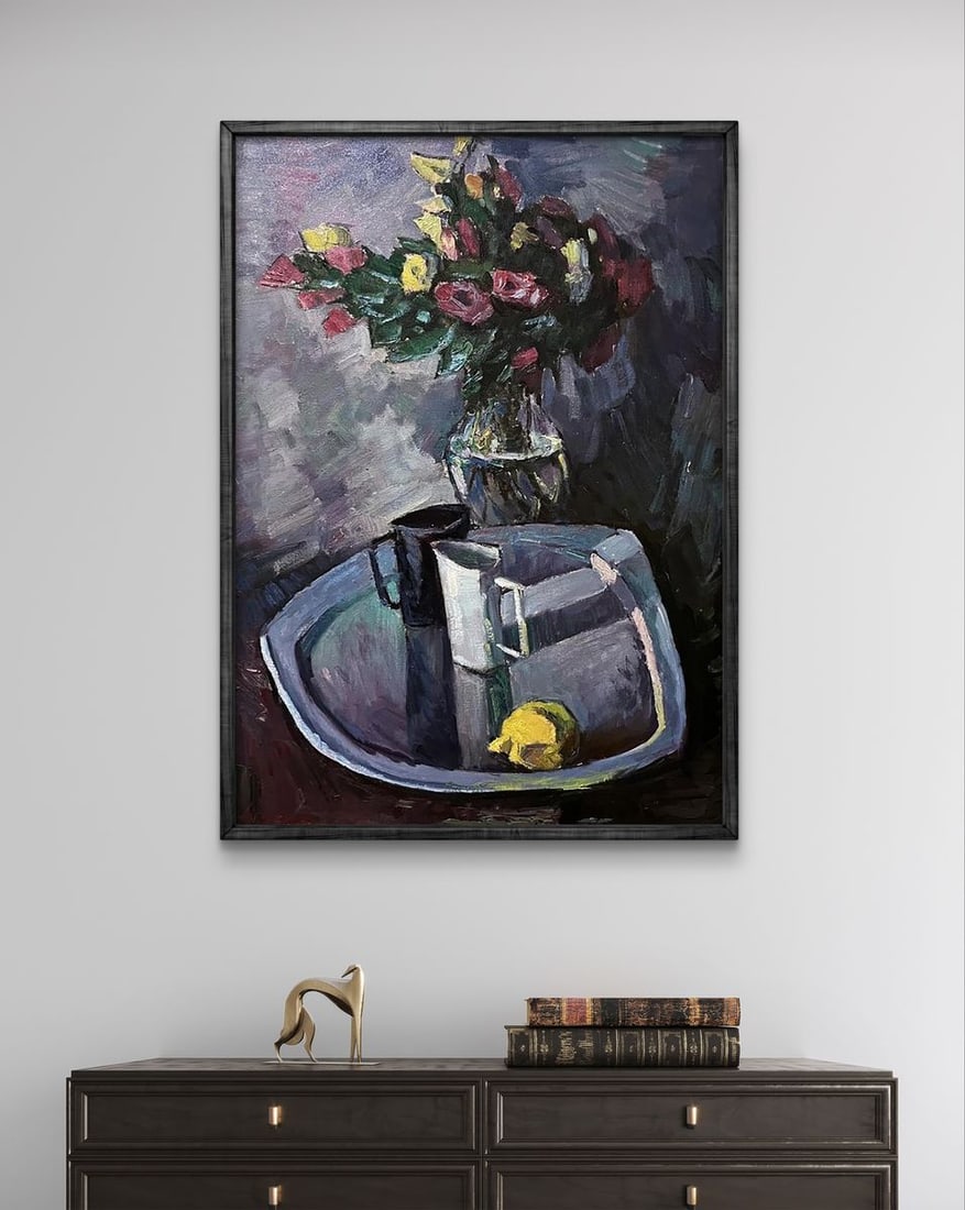 Oil painting Still life with flowers and lemon Oleksandr Andreev - 4