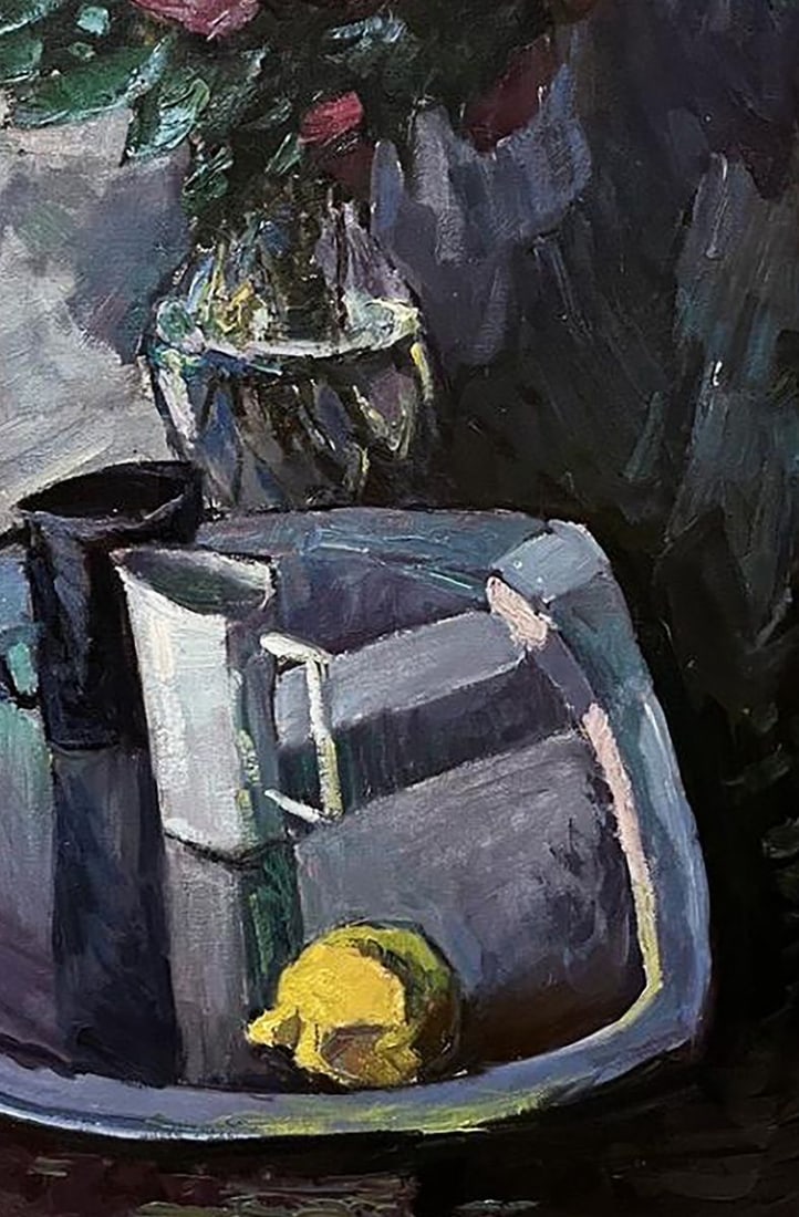 Oil painting Still life with flowers and lemon Oleksandr Andreev - 8