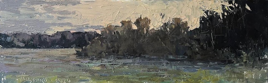 Oil painting Quiet evening Volodymyr Pashchenko: Title: Oil painting Quiet evening Volodymyr Pashchenko Description: Galler 224 *** ABOUT THIS PAINTING *** * TITLE: "Quiet evening" * ARTIST: Volodymyr Pashchenko * SIZE: 24x75 cm/'9.44x29.52 inches'