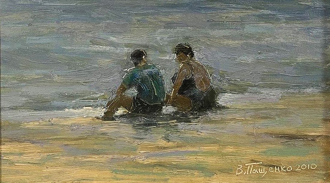 Oil painting To the beach with a friend Volodymyr Pashchenko (1 of 4)