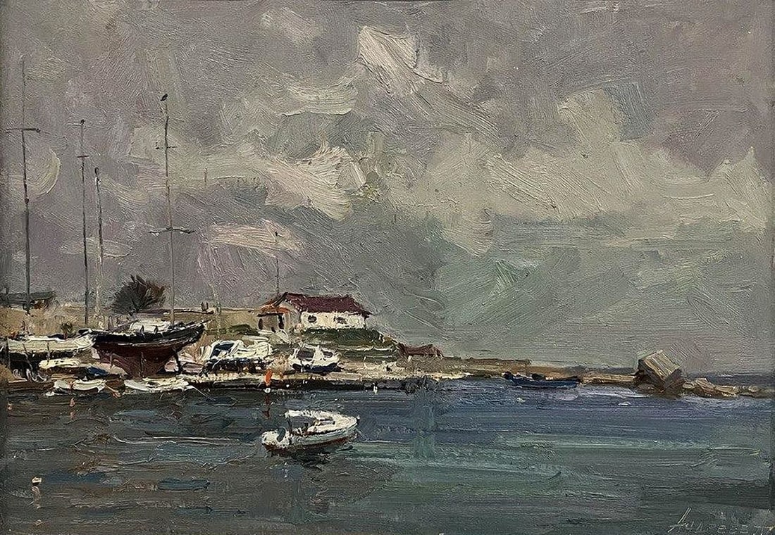 Oil painting Yacht club in the Black Sea Oleksandr Andreev (1 of 9)