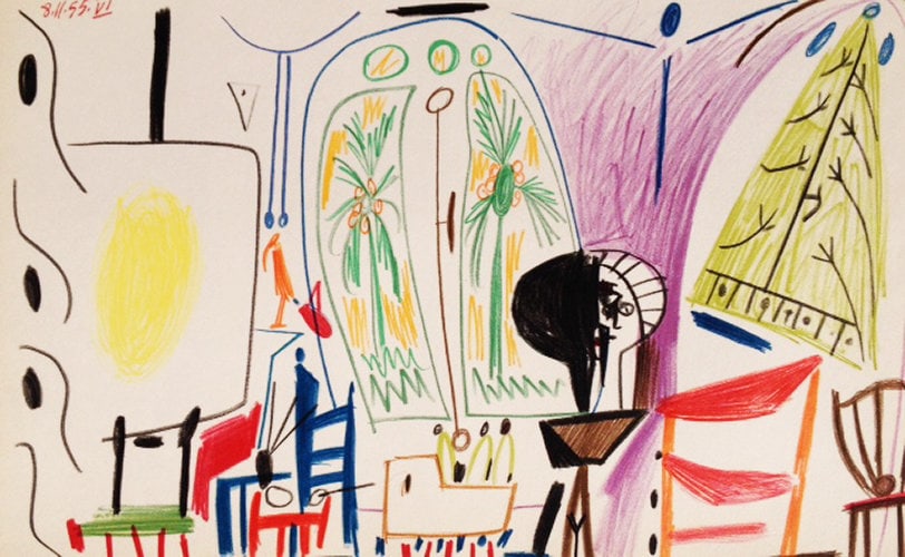 Picasso Sketchbook Carnet de la Californie Print # 6 date 8/11/1955: Title: Picasso Sketchbook Carnet de la Californie Print # 6 date 8/11/1955 Description: TTitle: Untitled No 5 dated 8/11/1955 Artist: Pablo Picasso Country: Spain Medium: Offset print Marks: Not Signe