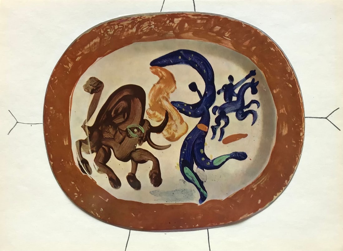 1950 Pablo Picasso Ceramics by Picasso 14: Title: 1950 Pablo Picasso Ceramics by Picasso 14 Description: Artist: Pablo Picasso Country: Spain Title: Ceramics by Picasso 14 Medium: Offset Lithograph Marks: Not signed, not numbered Paper size: V