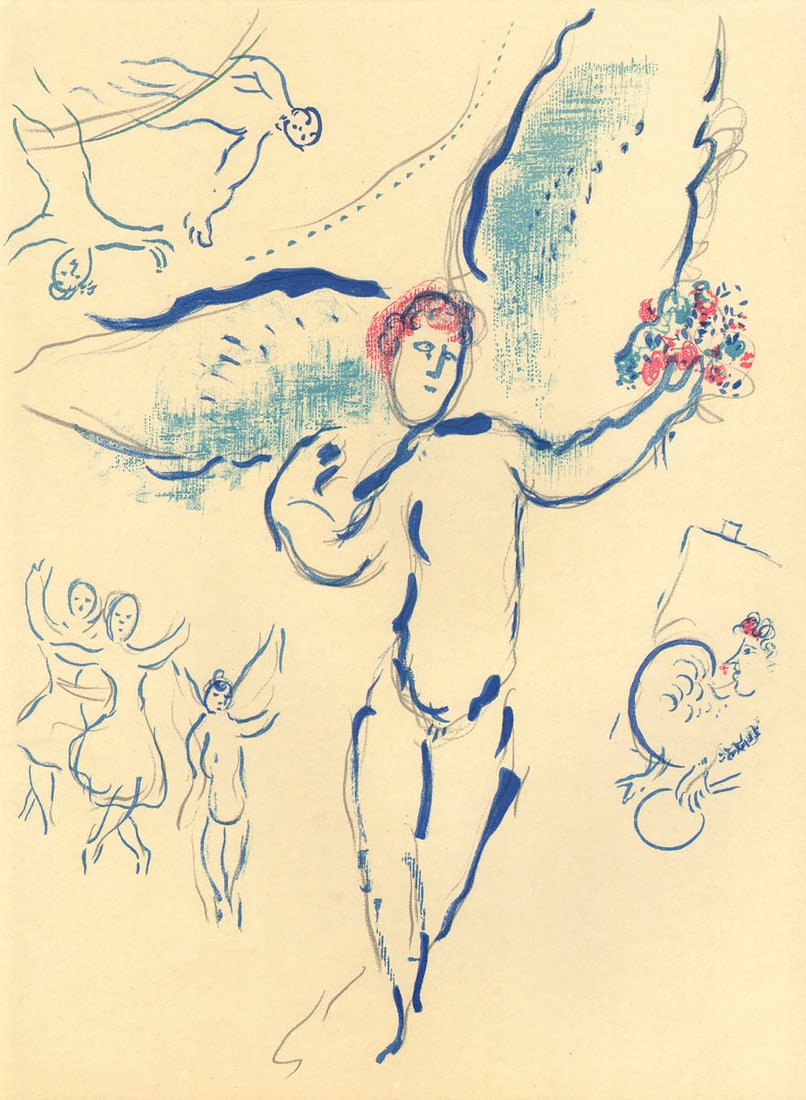 Chagall Sketch of Firebird Lithograph Paris Opera 1966: Title: Chagall Sketch of Firebird Lithograph Paris Opera 1966 Description: Artist: Marc Chagall Country: Russia Title: Sketch of Firebird Medium: Lithograph Marks: unsigned, not numbered Printed: by